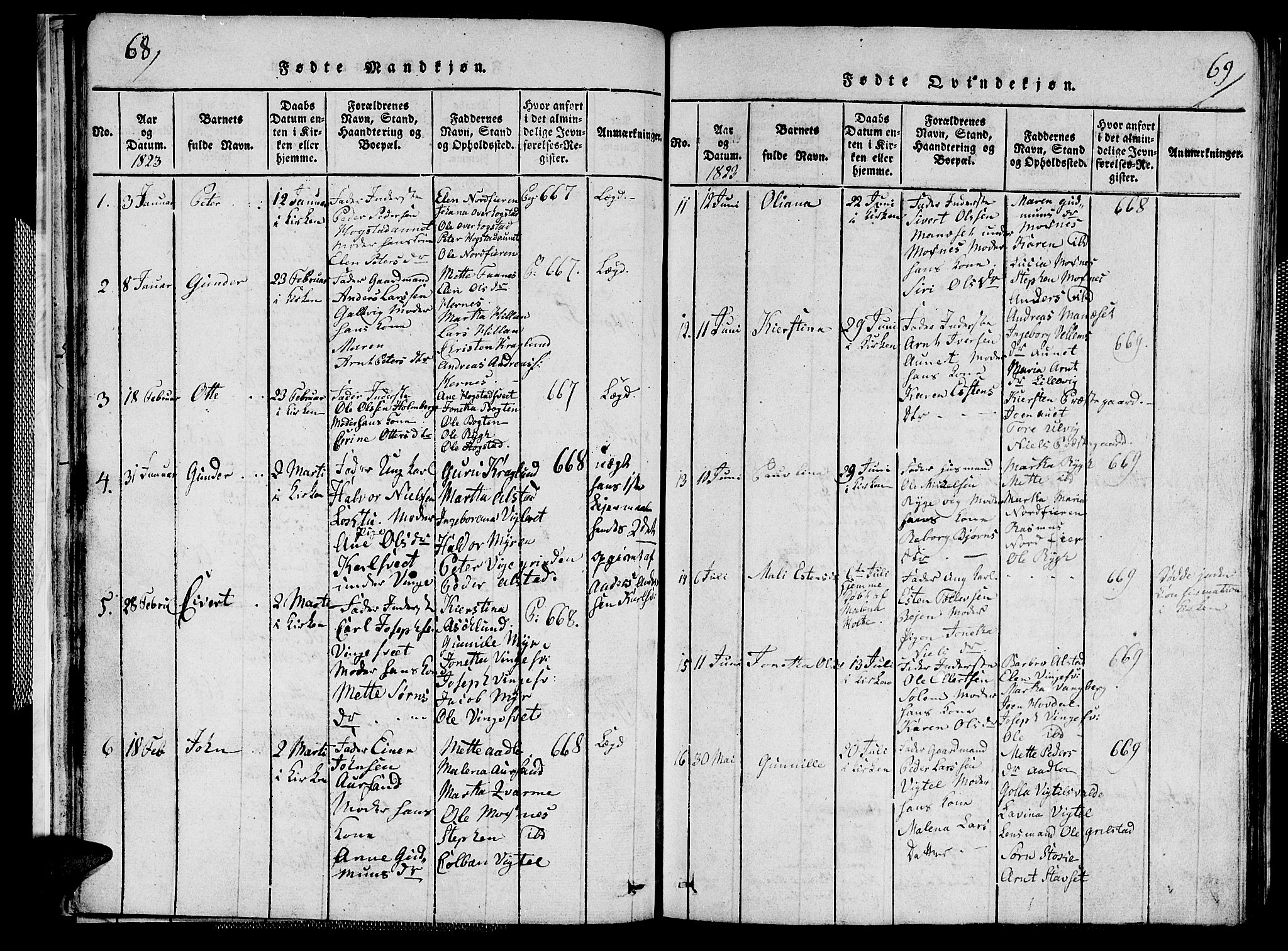 Ministerialprotokoller, klokkerbøker og fødselsregistre - Nord-Trøndelag, SAT/A-1458/713/L0124: Parish register (copy) no. 713C01, 1817-1827, p. 68-69