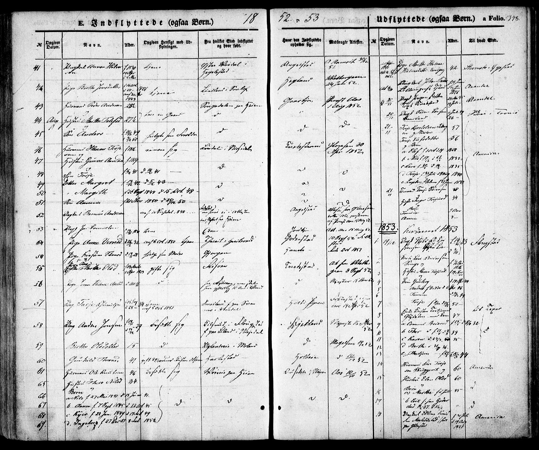 Holt sokneprestkontor, AV/SAK-1111-0021/F/Fa/L0008: Parish register (official) no. A 8, 1849-1860, p. 348