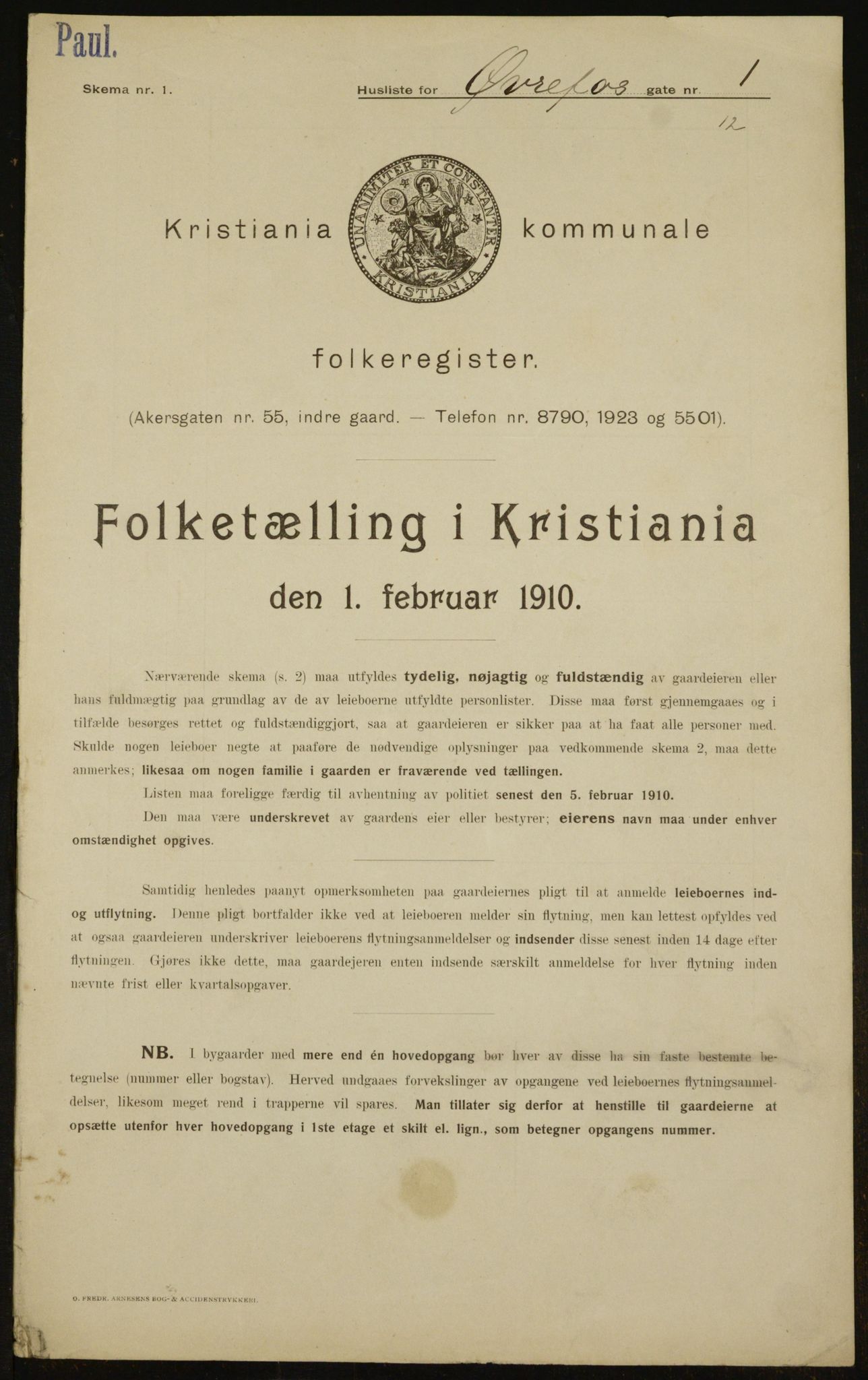 OBA, Municipal Census 1910 for Kristiania, 1910, p. 122766