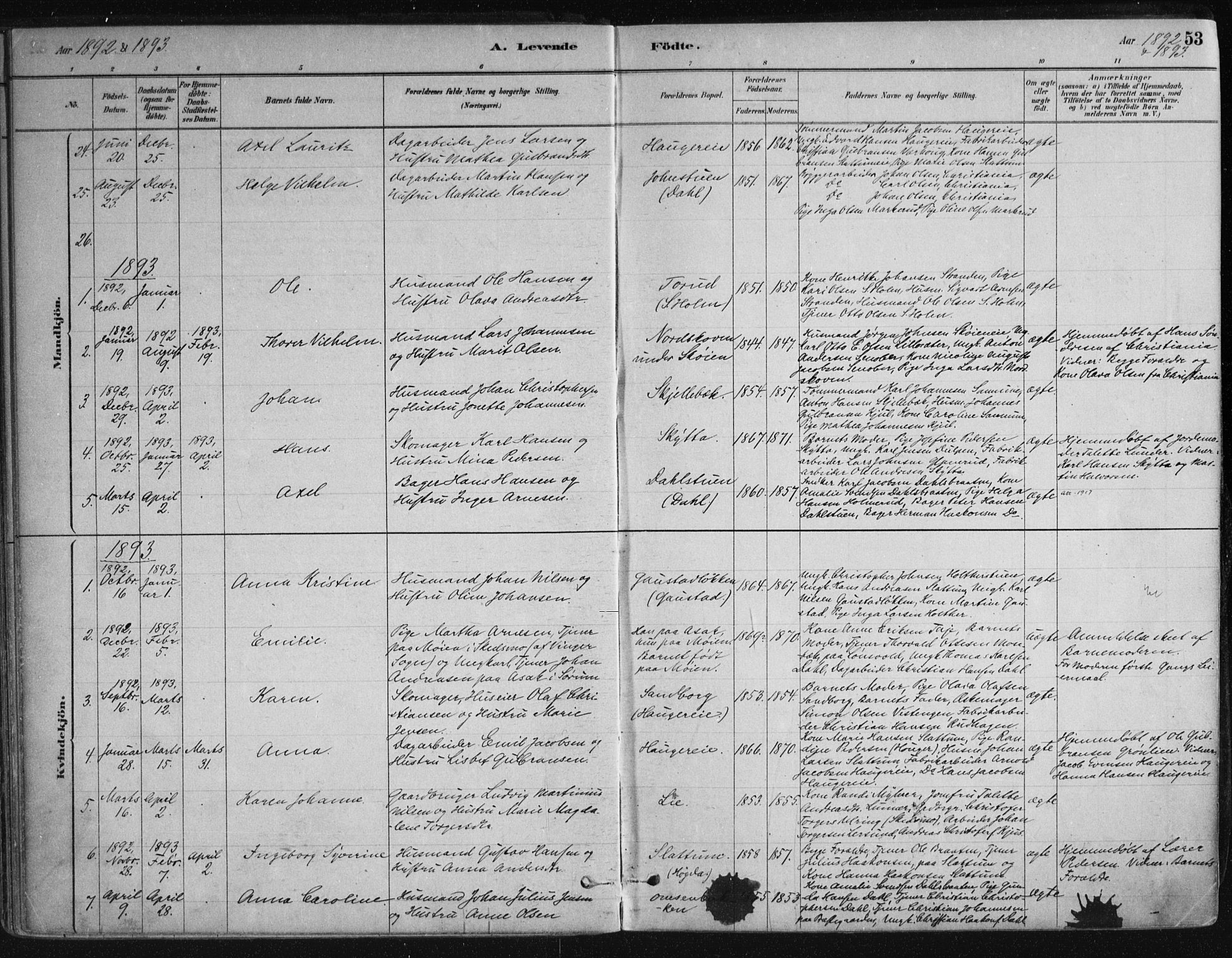 Nittedal prestekontor Kirkebøker, SAO/A-10365a/F/Fa/L0007: Parish register (official) no. I 7, 1879-1901, p. 53