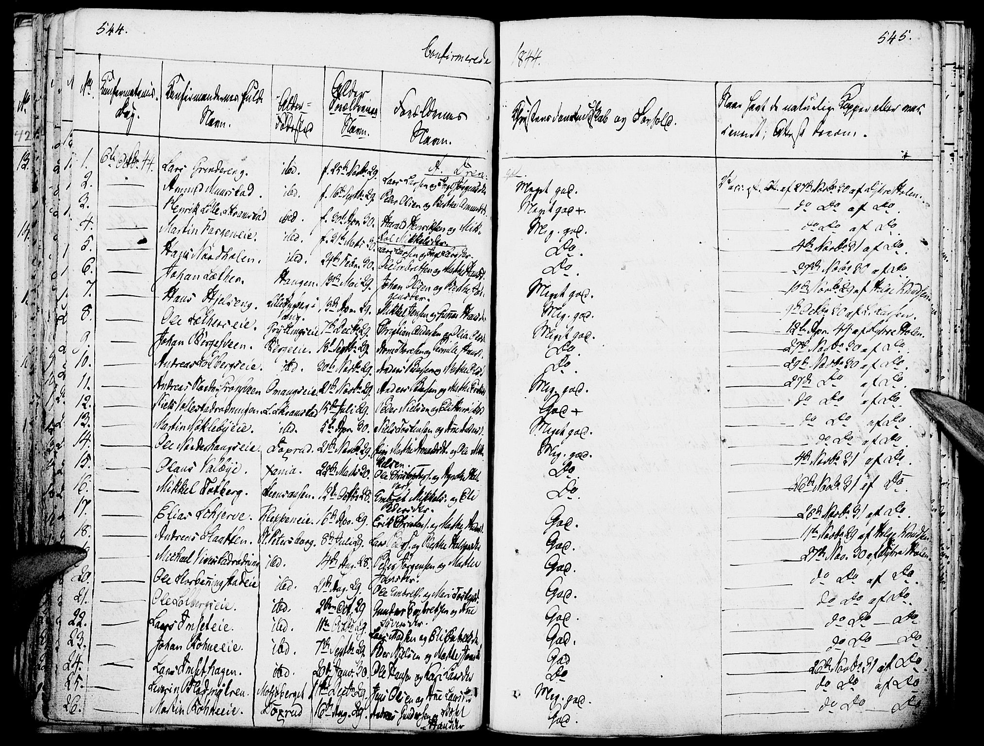 Løten prestekontor, AV/SAH-PREST-022/K/Ka/L0006: Parish register (official) no. 6, 1832-1849, p. 544-545