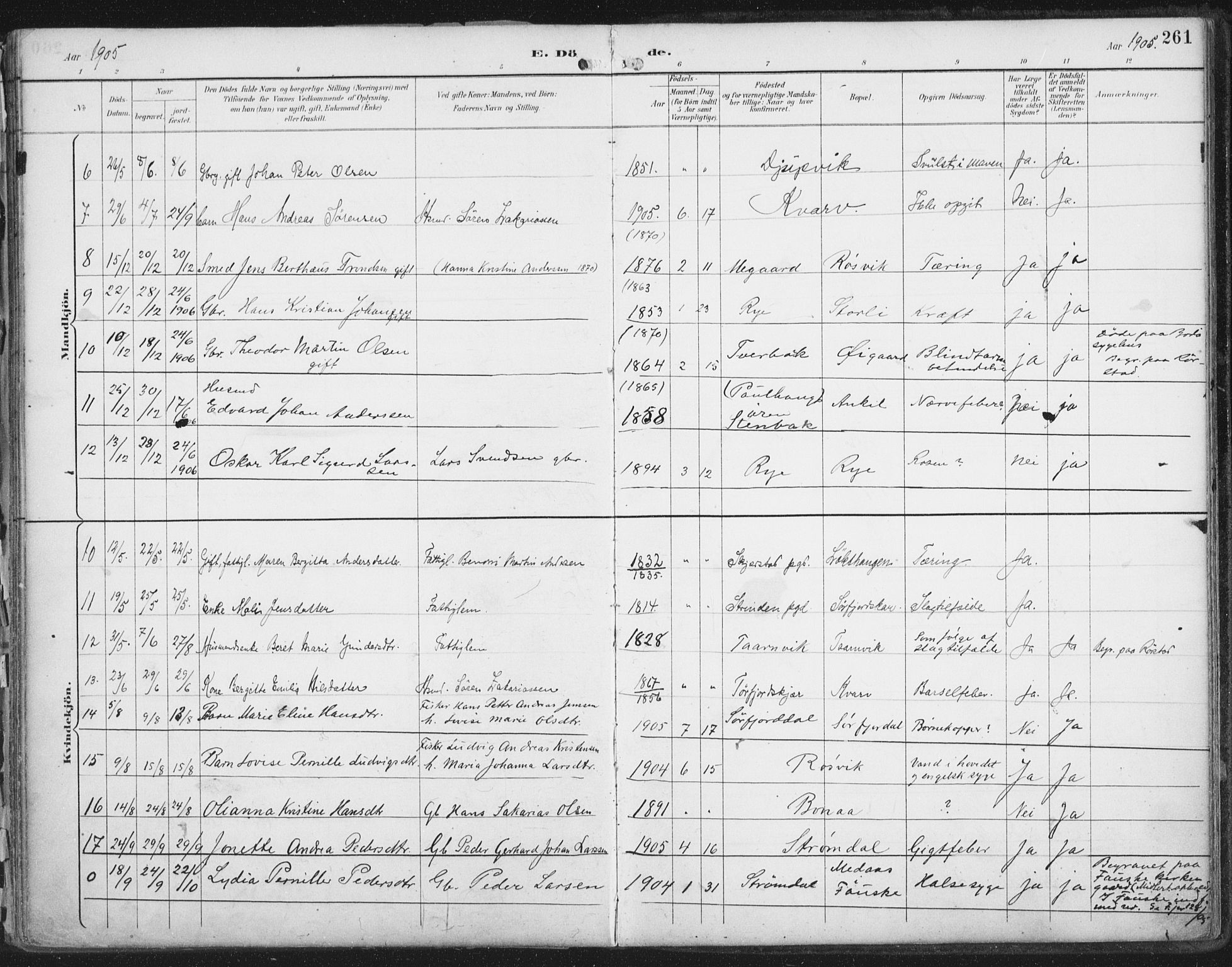 Ministerialprotokoller, klokkerbøker og fødselsregistre - Nordland, SAT/A-1459/854/L0779: Parish register (official) no. 854A02, 1892-1909, p. 261