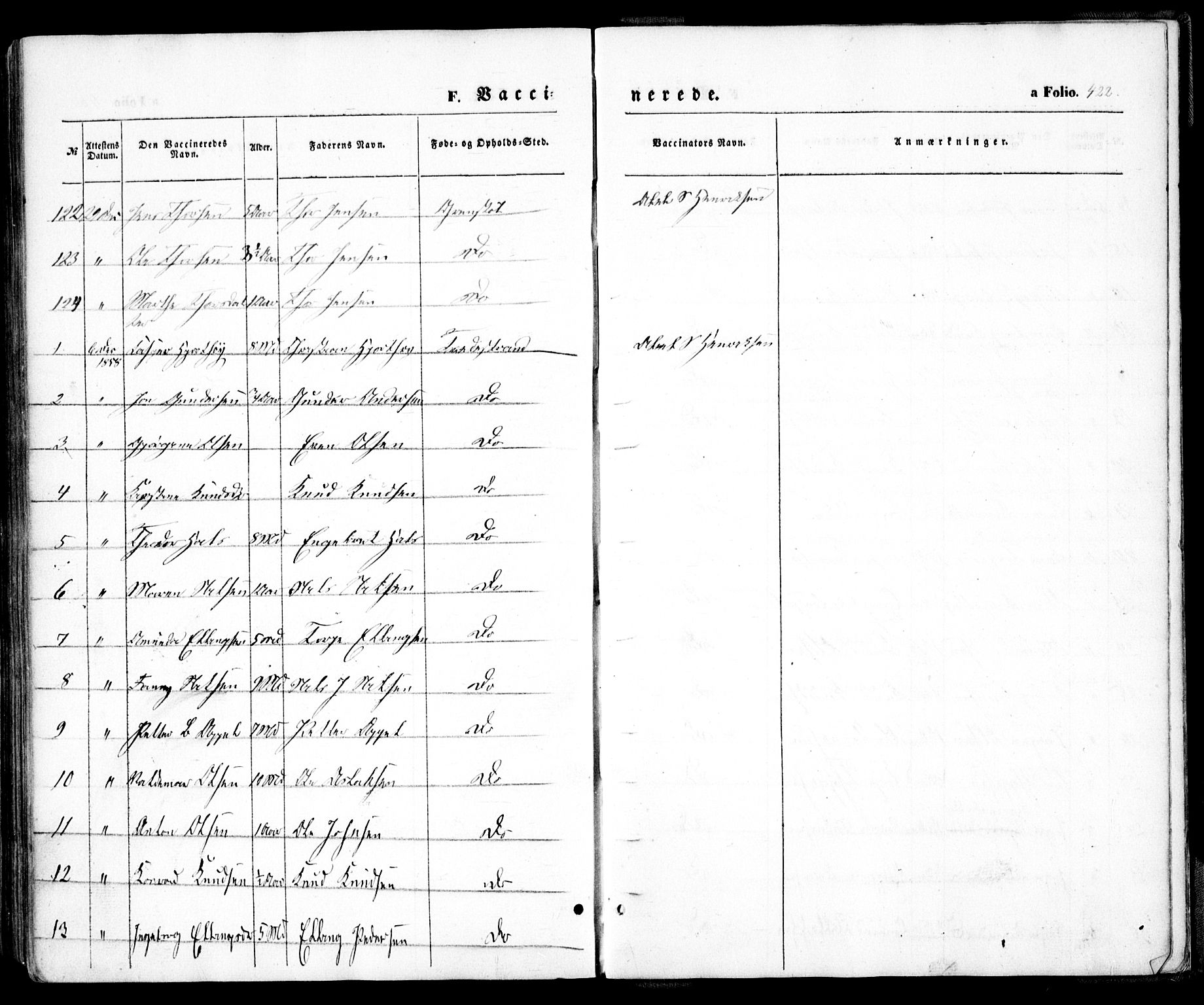 Holt sokneprestkontor, AV/SAK-1111-0021/F/Fa/L0008: Parish register (official) no. A 8, 1849-1860, p. 422