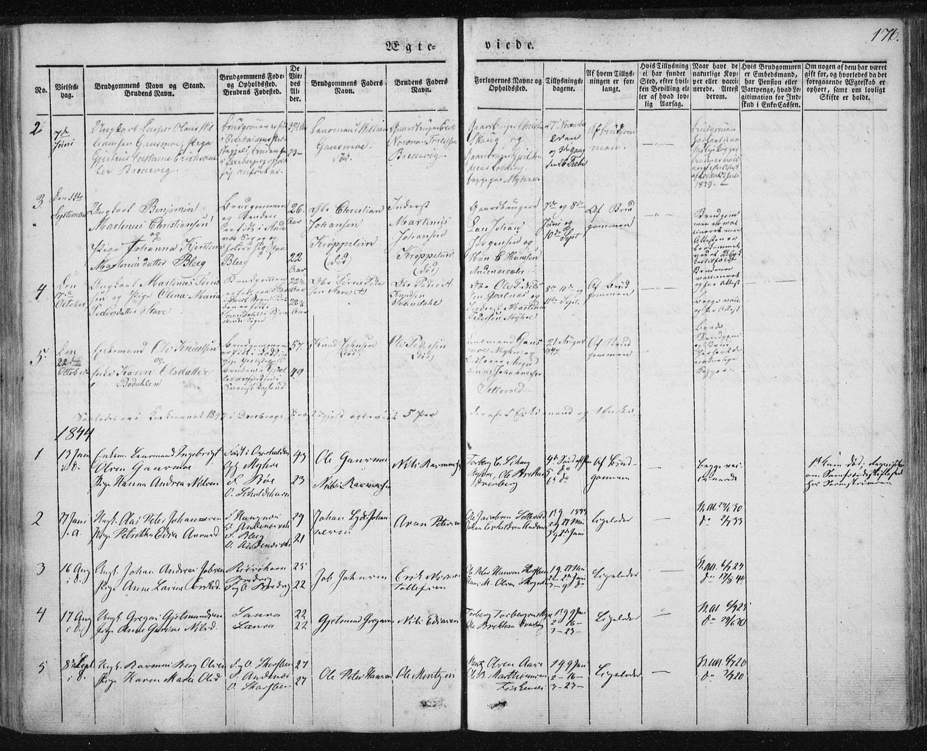 Ministerialprotokoller, klokkerbøker og fødselsregistre - Nordland, SAT/A-1459/897/L1396: Parish register (official) no. 897A04, 1842-1866, p. 176