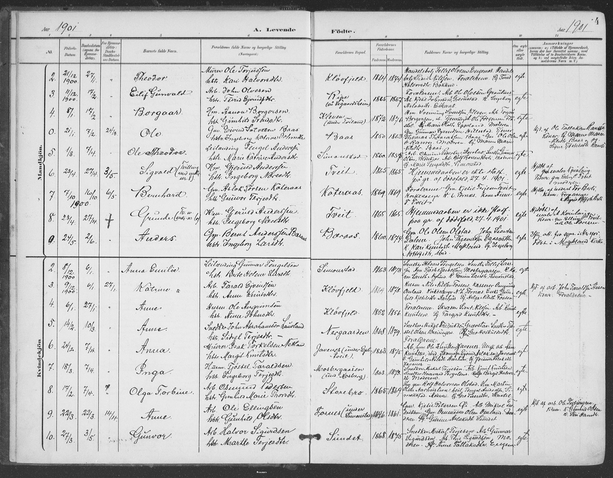 Åmli sokneprestkontor, SAK/1111-0050/F/Fa/Fac/L0012: Parish register (official) no. A 12, 1900-1914, p. 4