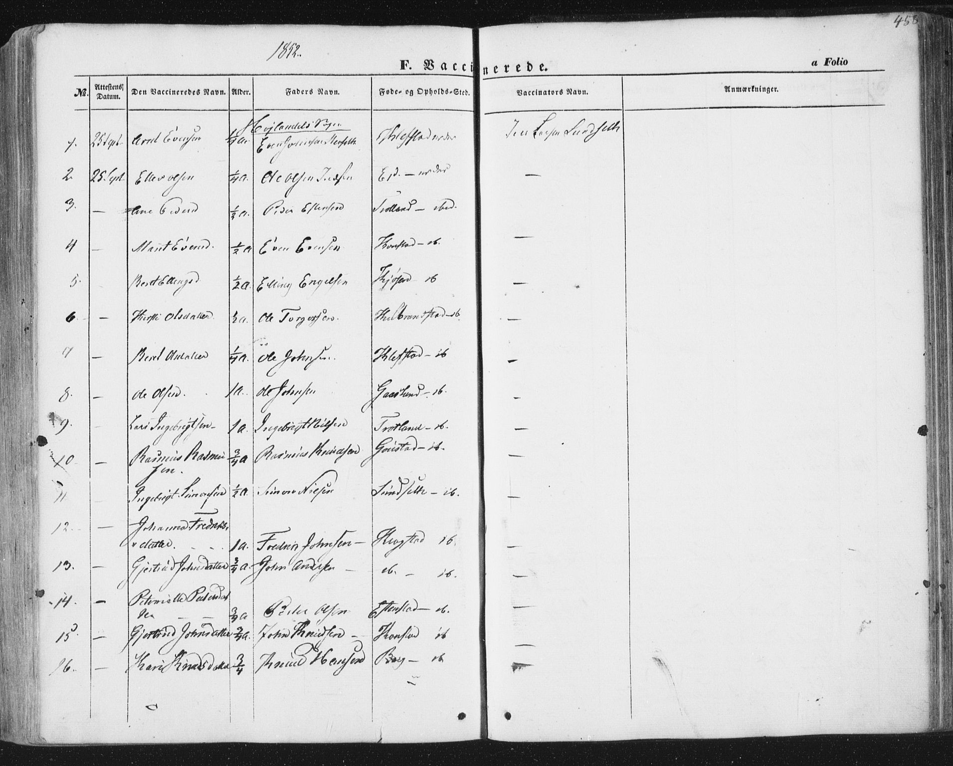 Ministerialprotokoller, klokkerbøker og fødselsregistre - Sør-Trøndelag, SAT/A-1456/691/L1076: Parish register (official) no. 691A08, 1852-1861, p. 458