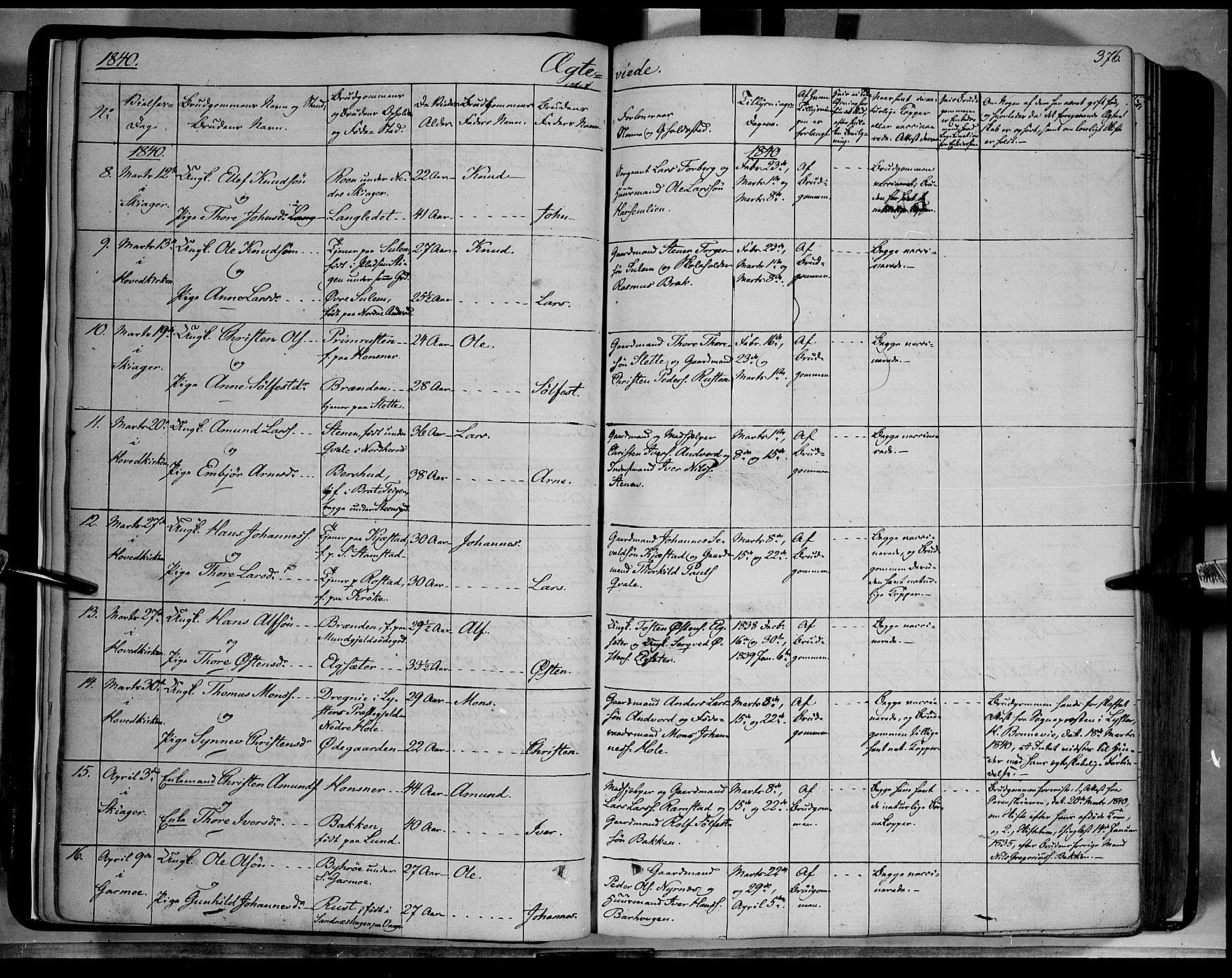 Lom prestekontor, SAH/PREST-070/K/L0006: Parish register (official) no. 6B, 1837-1863, p. 376