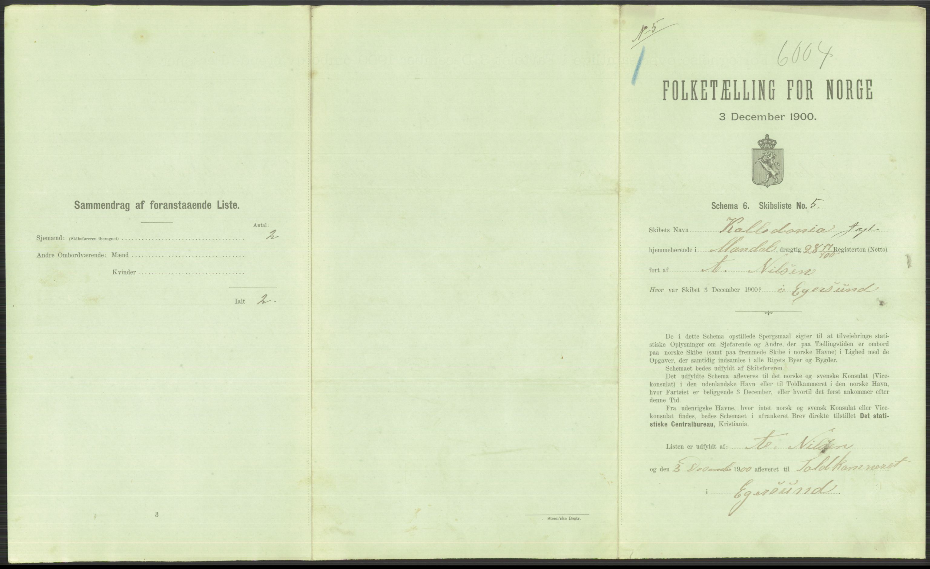 RA, 1900 Census - ship lists from ships in Norwegian harbours, harbours abroad and at sea, 1900, p. 843