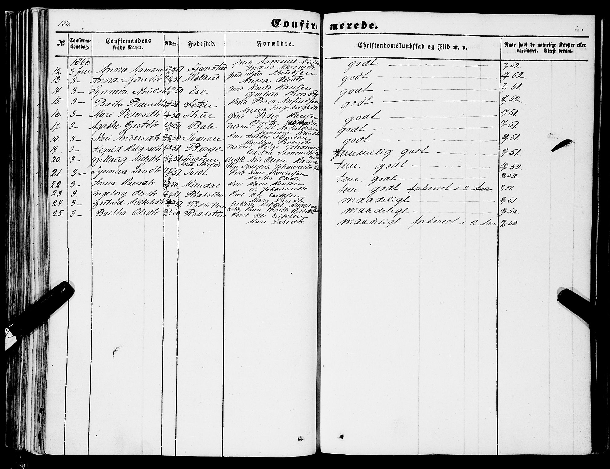 Balestrand sokneprestembete, AV/SAB-A-79601/H/Haa/Haaa/L0002: Parish register (official) no. A 2, 1847-1866, p. 132