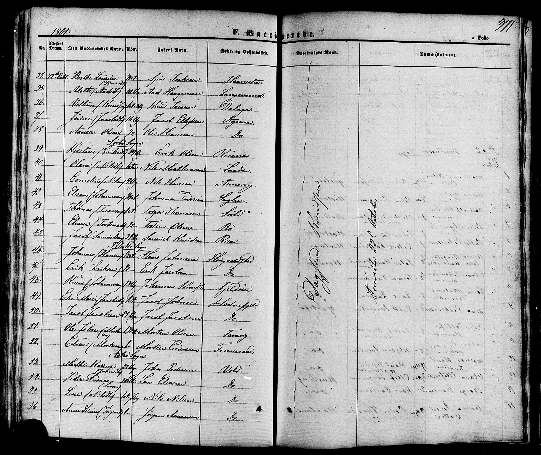 Rennesøy sokneprestkontor, AV/SAST-A -101827/H/Ha/Haa/L0006: Parish register (official) no. A 6, 1860-1878, p. 371