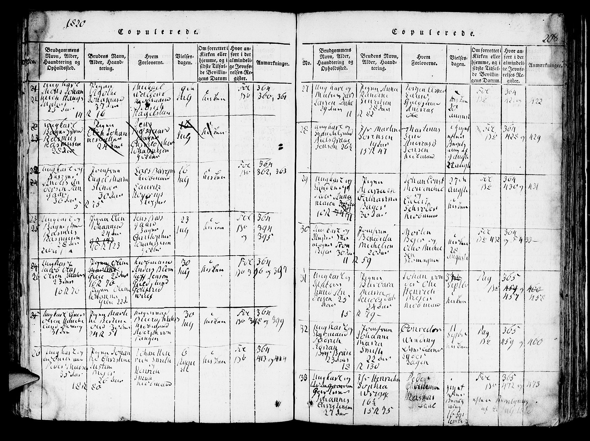 Domkirken sokneprestembete, AV/SAB-A-74801/H/Hab/L0001: Parish register (copy) no. A 1, 1816-1821, p. 208