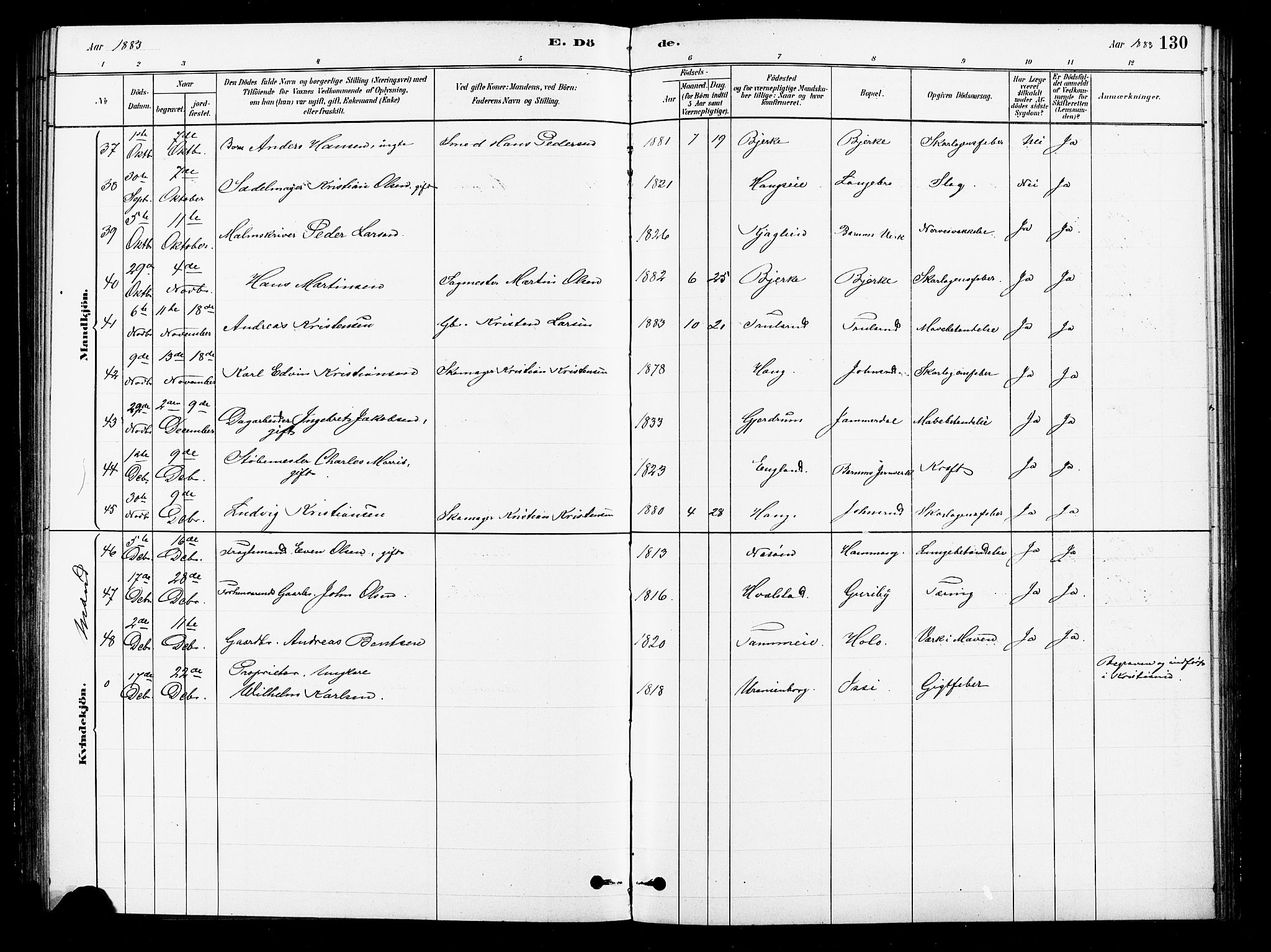 Asker prestekontor Kirkebøker, AV/SAO-A-10256a/F/Fb/L0001: Parish register (official) no. II 1, 1879-1895, p. 130