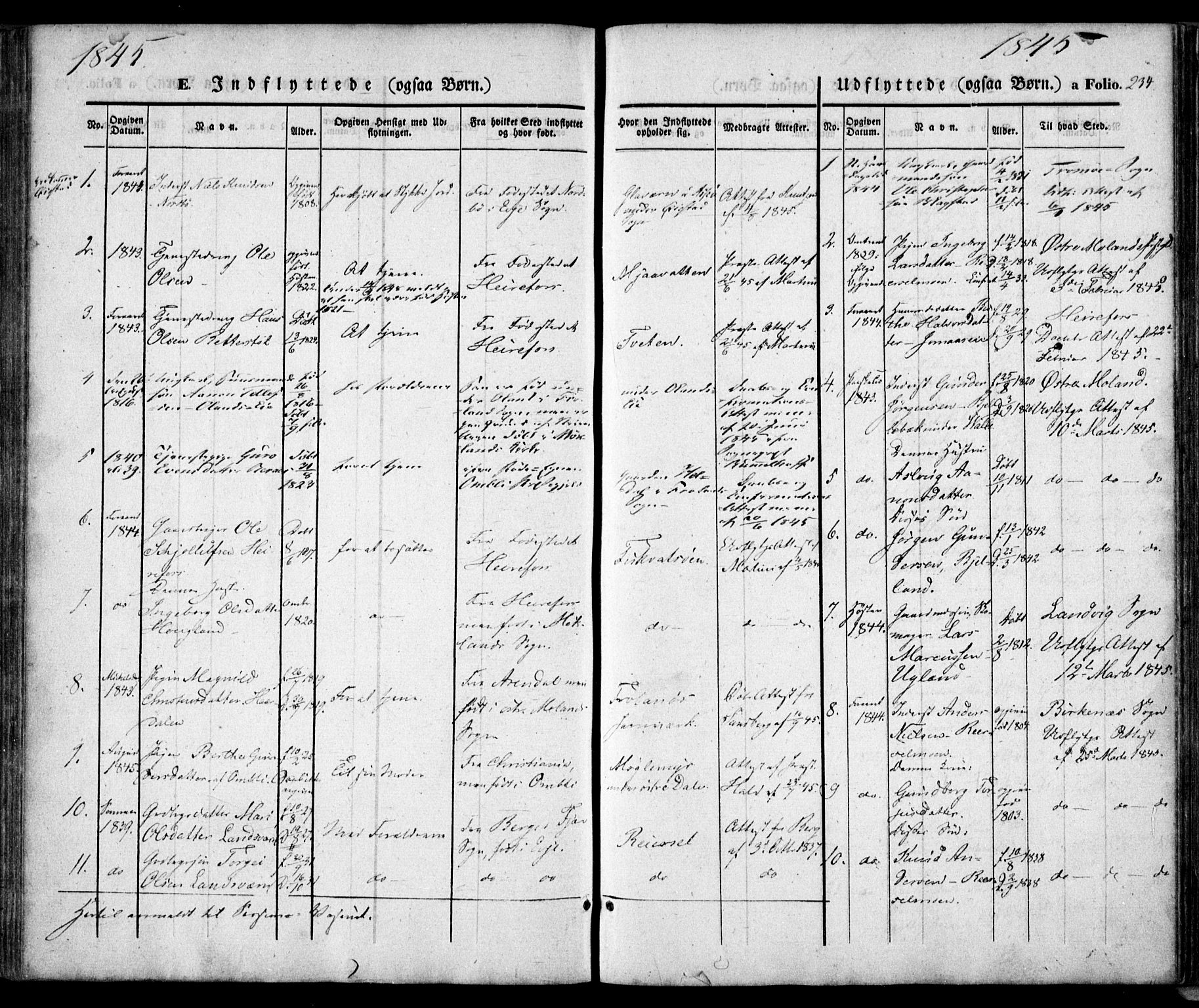 Froland sokneprestkontor, SAK/1111-0013/F/Fa/L0002: Parish register (official) no. A 2, 1845-1863, p. 234