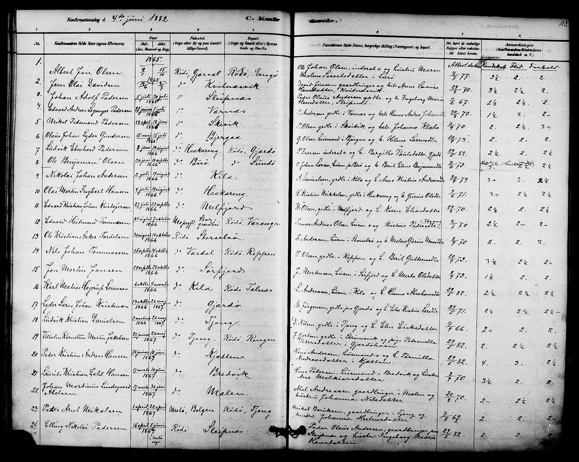 Ministerialprotokoller, klokkerbøker og fødselsregistre - Nordland, SAT/A-1459/841/L0609: Parish register (official) no. 841A12, 1878-1901, p. 113