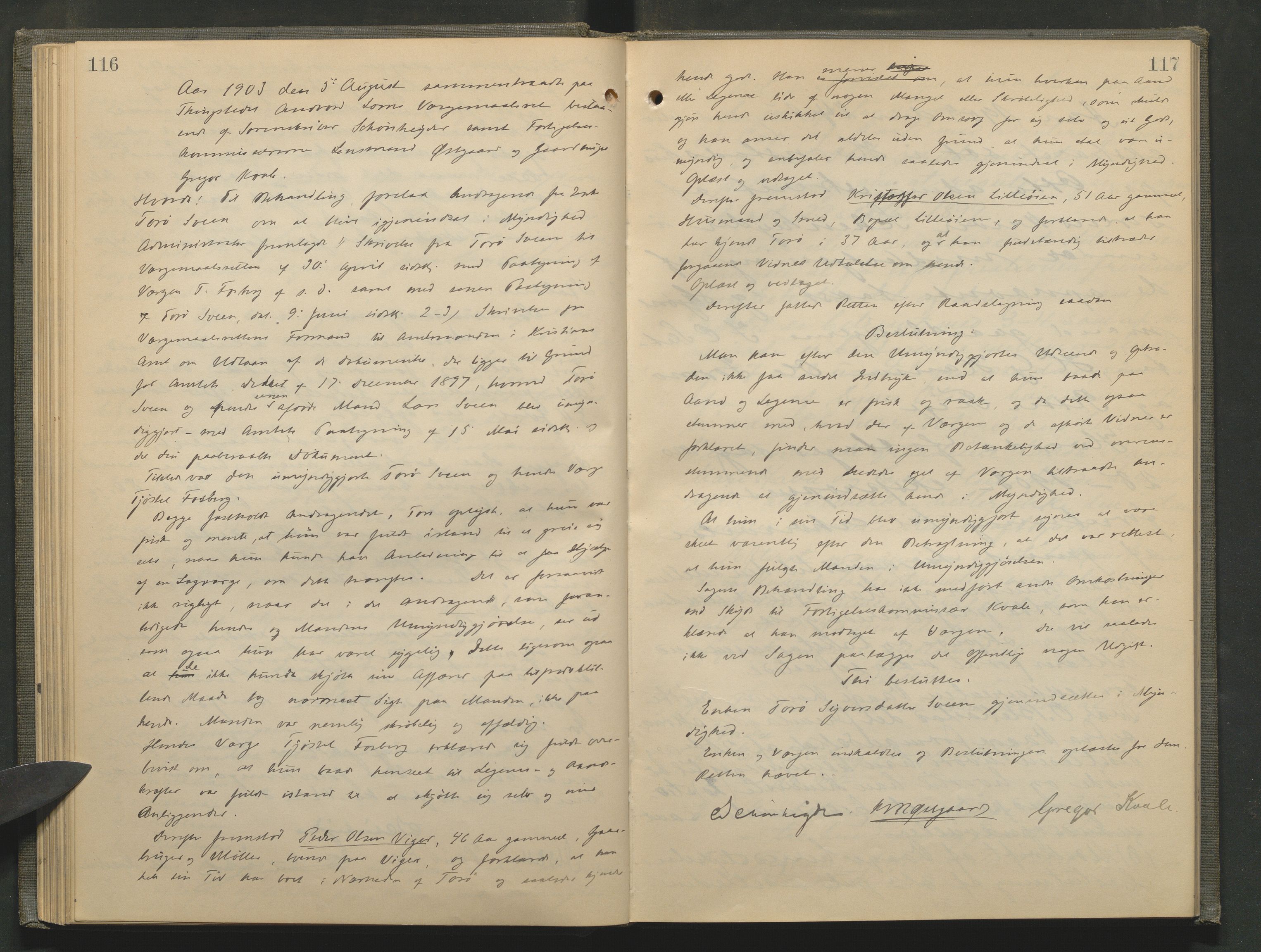 Nord-Gudbrandsdal tingrett, AV/SAH-TING-002/G/Gc/Gcb/L0006: Ekstrarettsprotokoll for åstedssaker, 1900-1906, p. 116-117