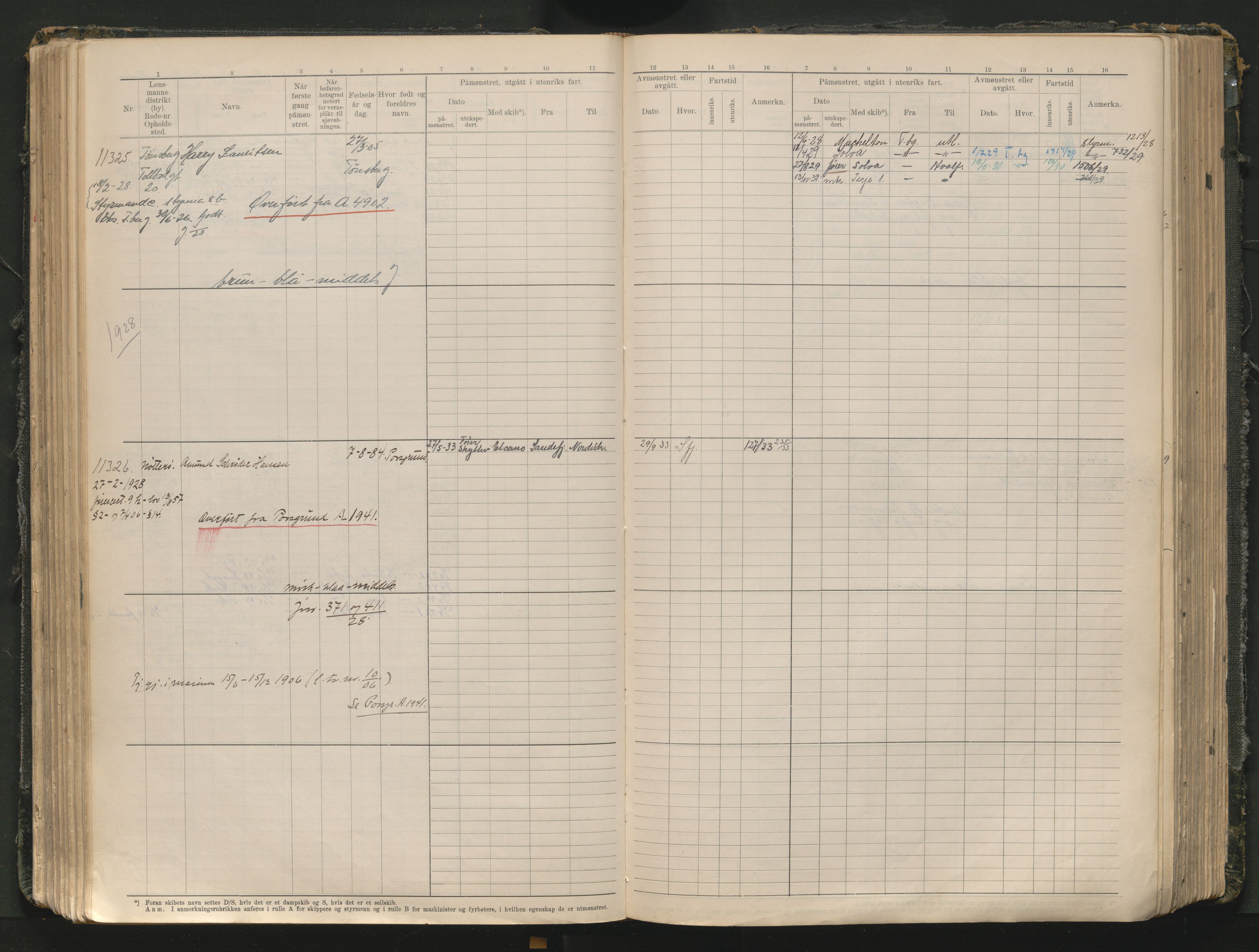 Tønsberg innrulleringskontor, AV/SAKO-A-786/F/Fc/Fcb/L0012: Hovedrulle Patent nr. 10828-12216, 1925-1948