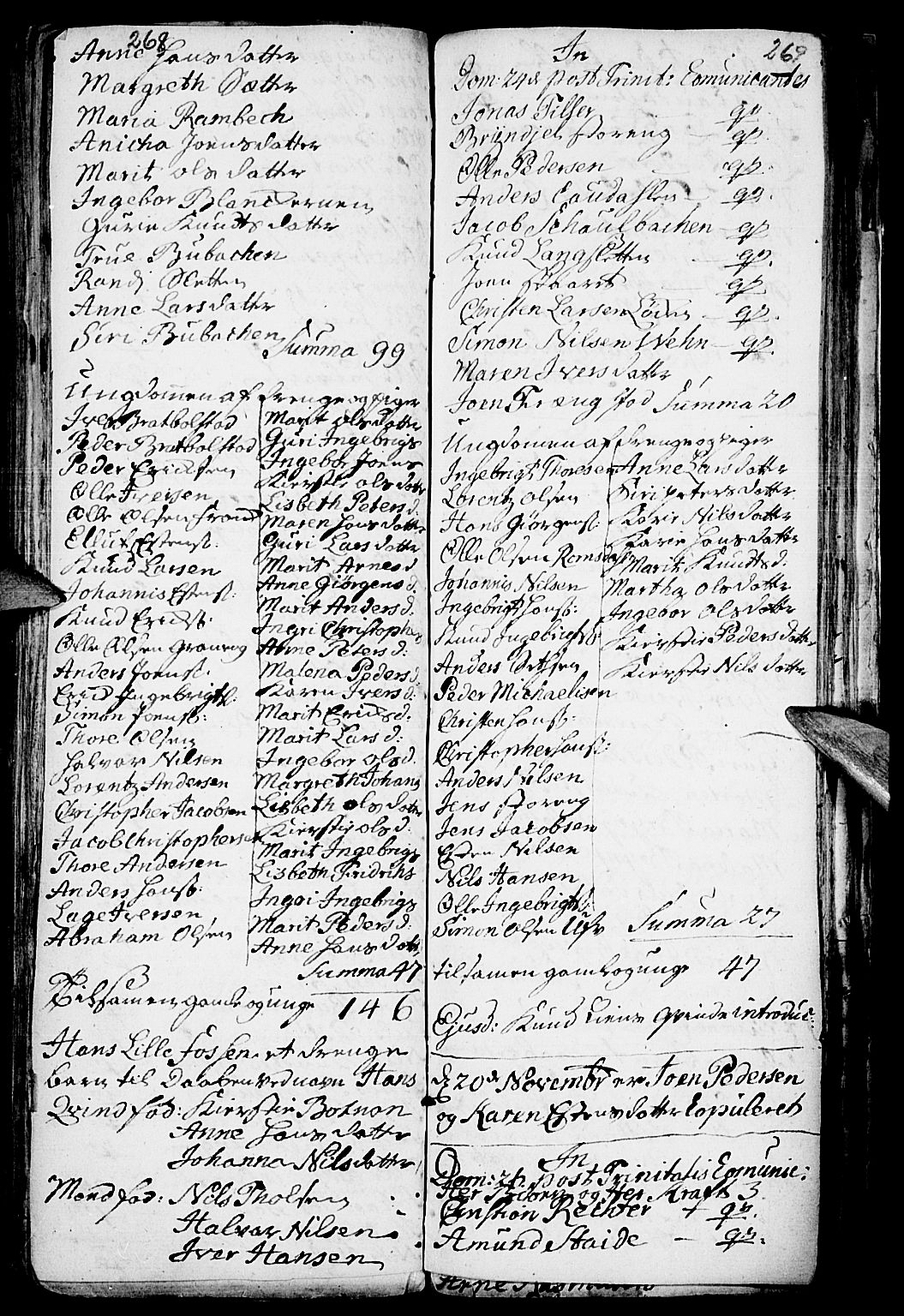 Kvikne prestekontor, SAH/PREST-064/H/Ha/Haa/L0001: Parish register (official) no. 1, 1740-1756, p. 268-269