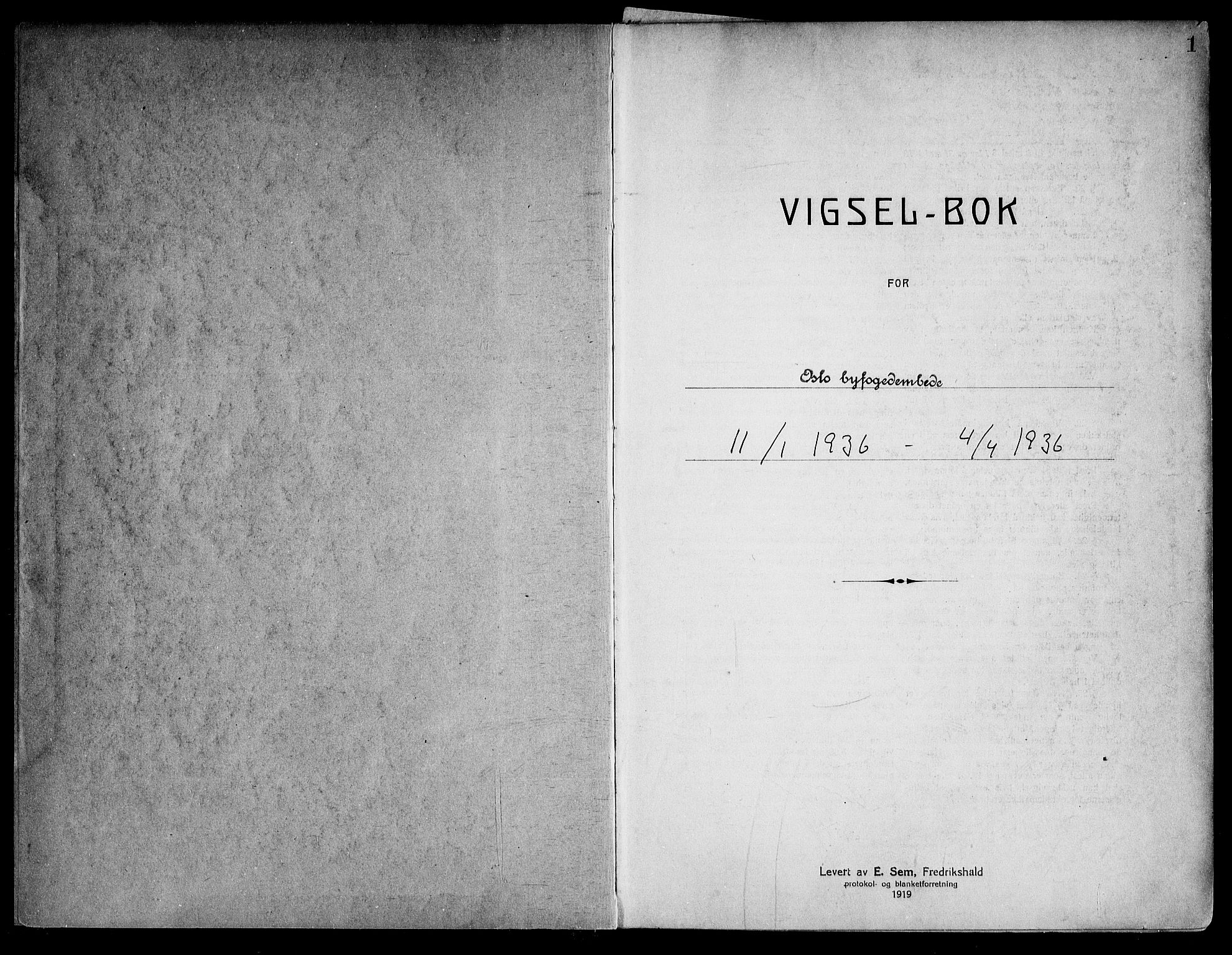Oslo byfogd avd. I, SAO/A-10220/L/Lb/Lbb/L0026: Notarialprotokoll, rekke II: Vigsler, 1936, p. 1a