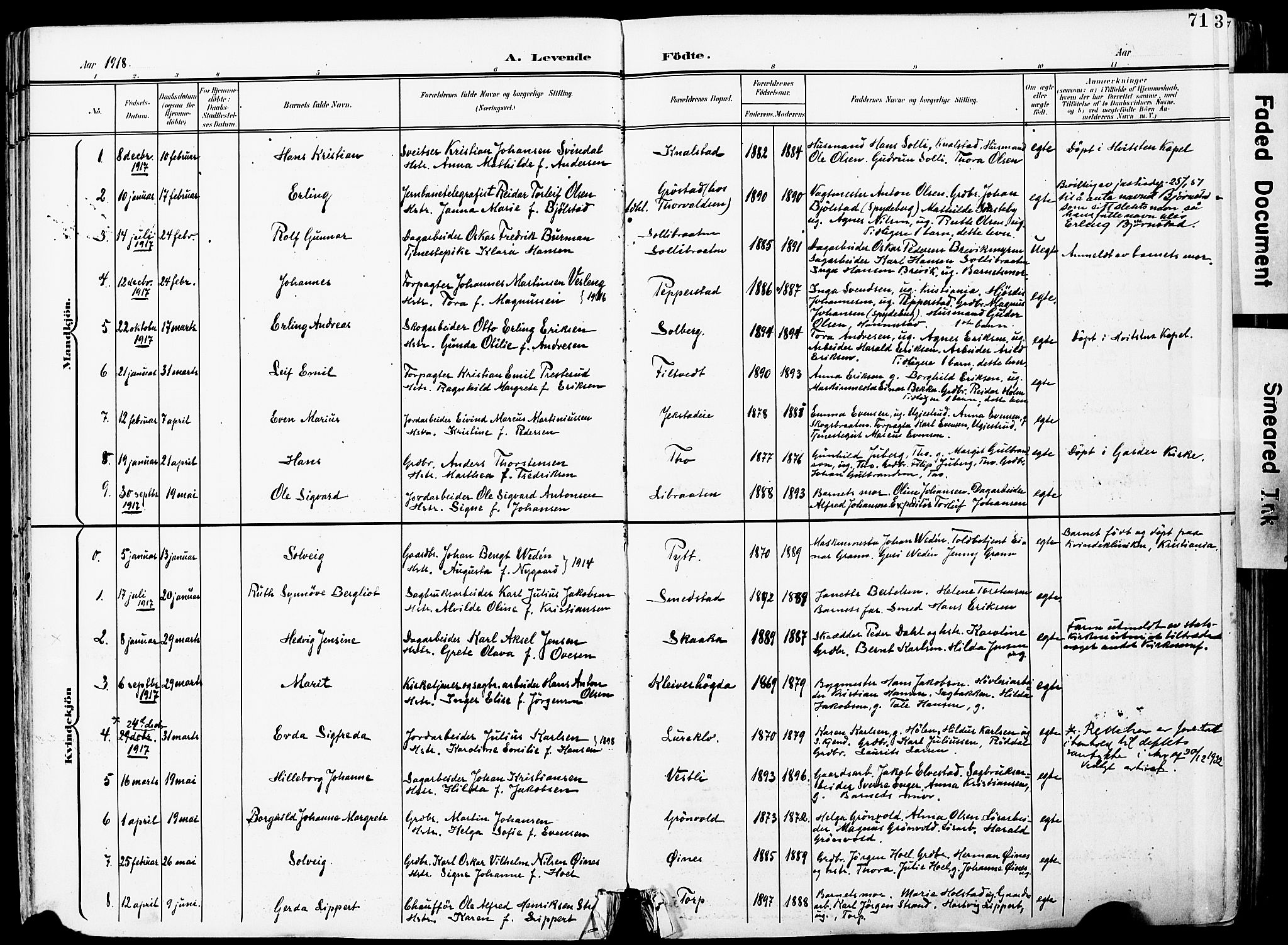 Vestby prestekontor Kirkebøker, AV/SAO-A-10893/F/Fa/L0010: Parish register (official) no. I 10, 1900-1926, p. 71