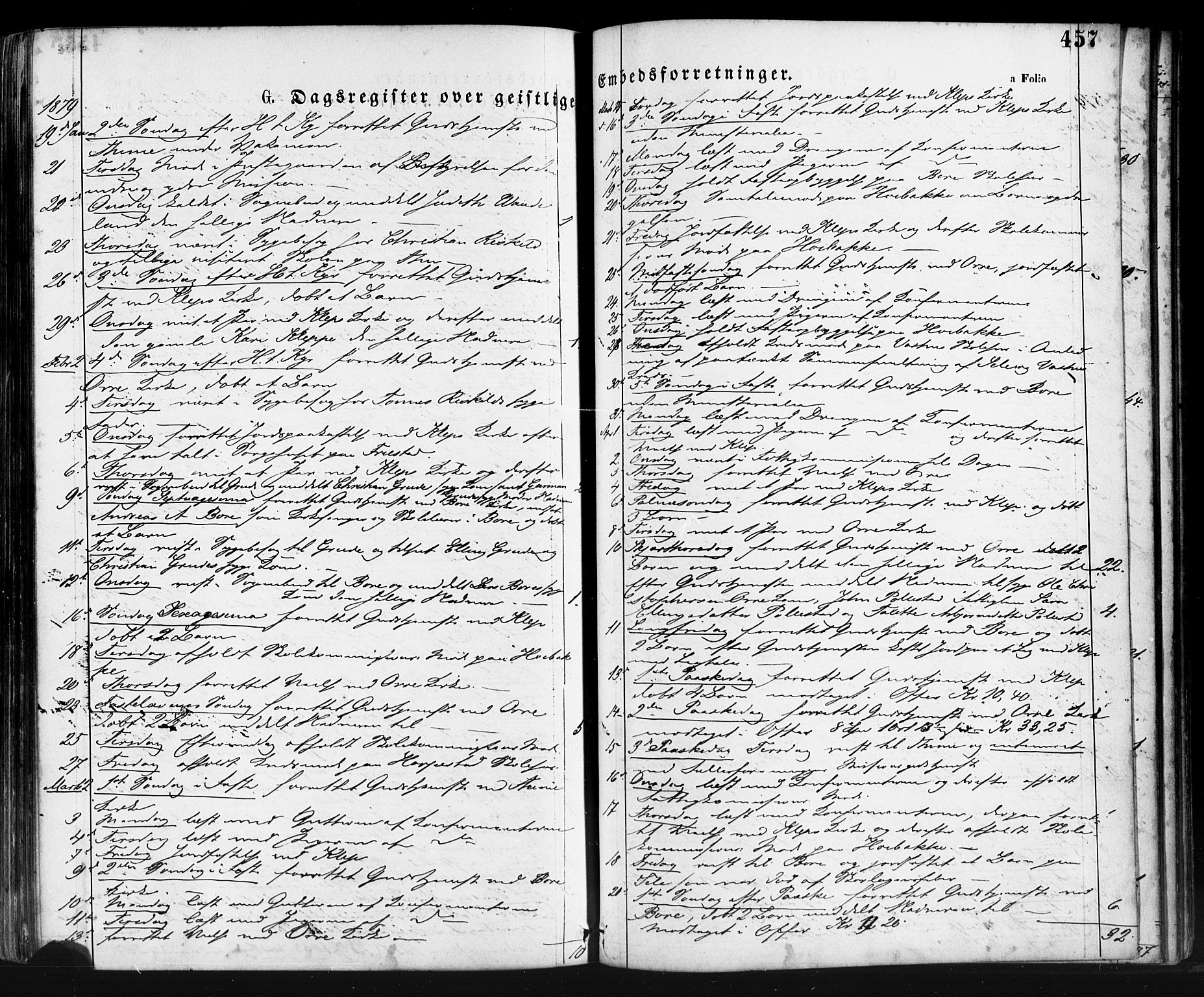 Klepp sokneprestkontor, AV/SAST-A-101803/001/3/30BA/L0006: Parish register (official) no. A 6, 1871-1885, p. 457