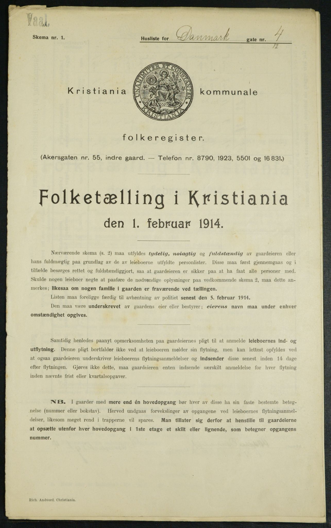 OBA, Municipal Census 1914 for Kristiania, 1914, p. 14718