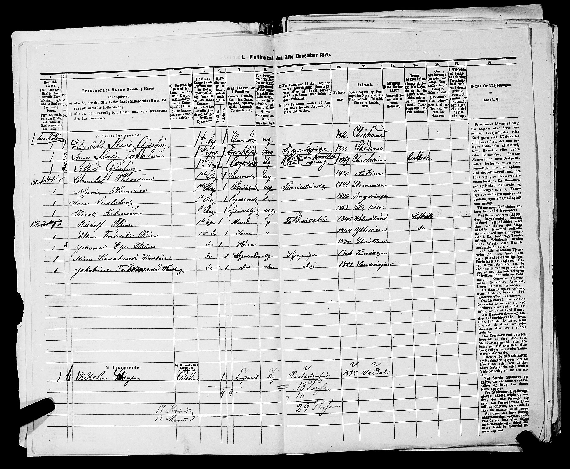 RA, 1875 census for 0301 Kristiania, 1875, p. 3199