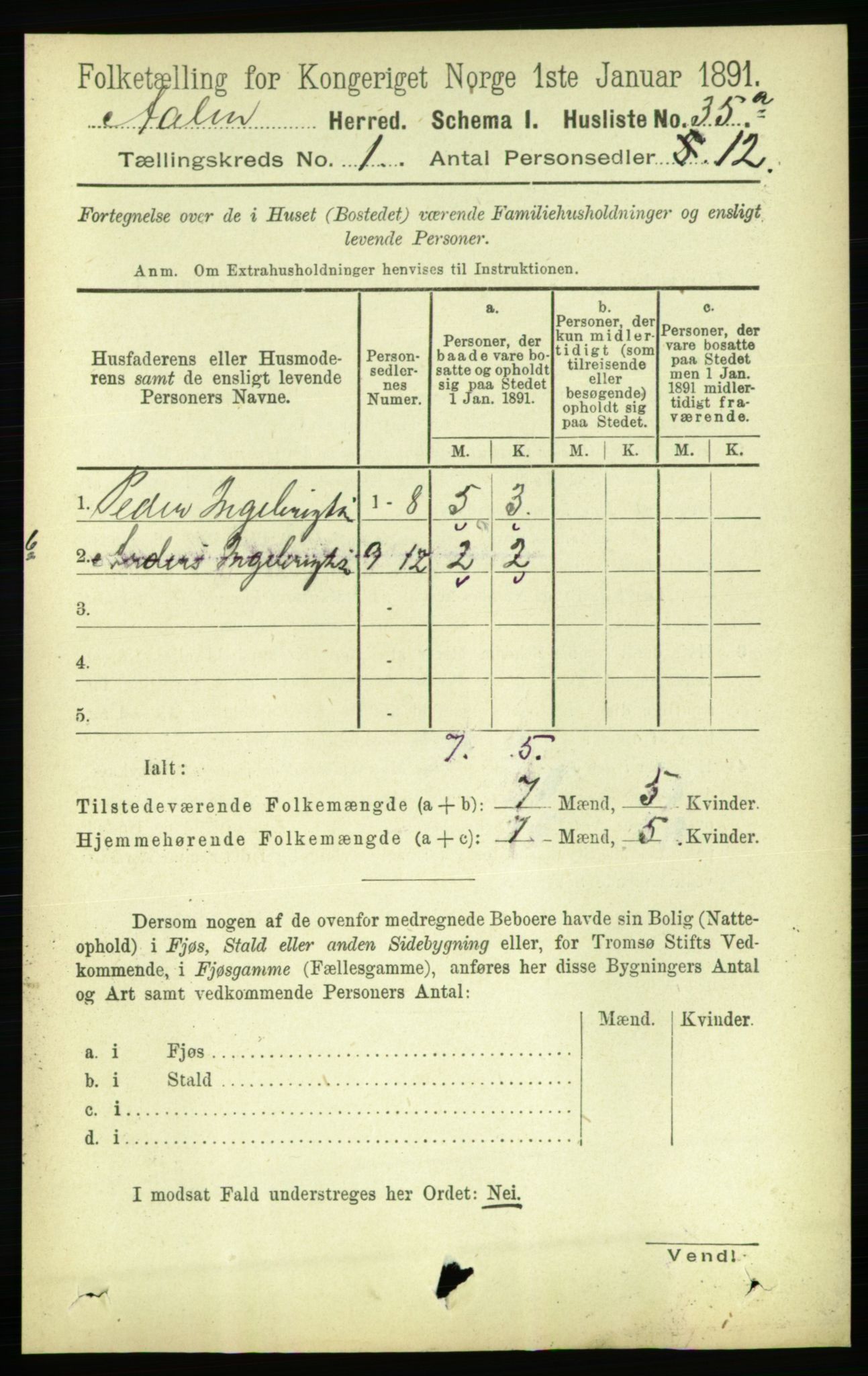 RA, 1891 census for 1644 Ålen, 1891, p. 55