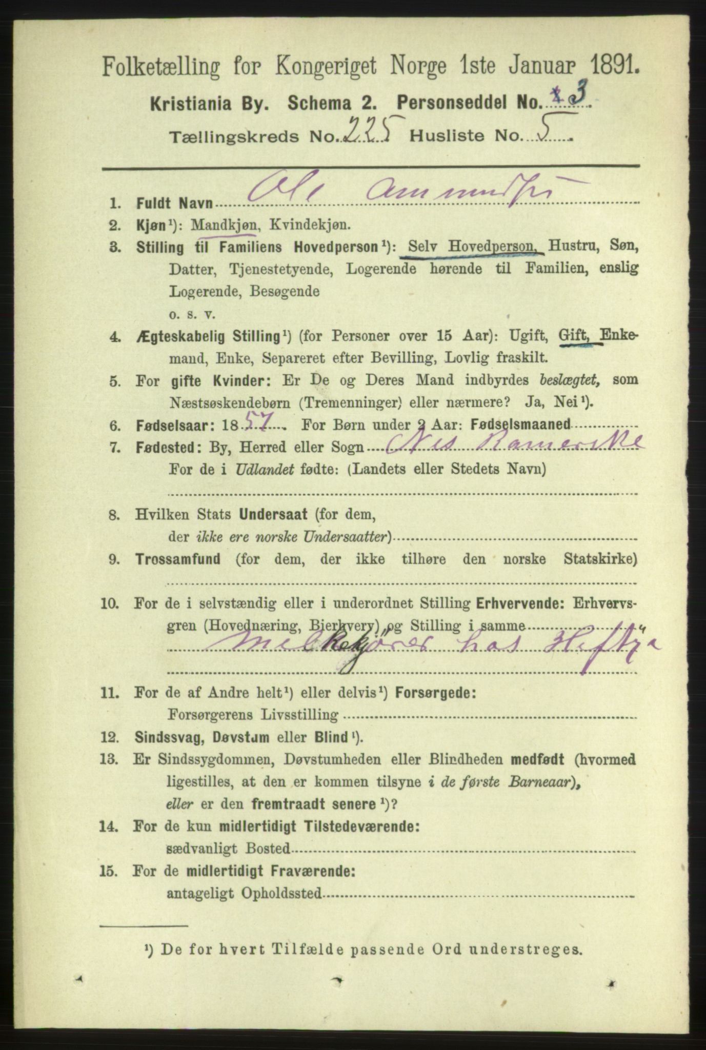 RA, 1891 census for 0301 Kristiania, 1891, p. 136474