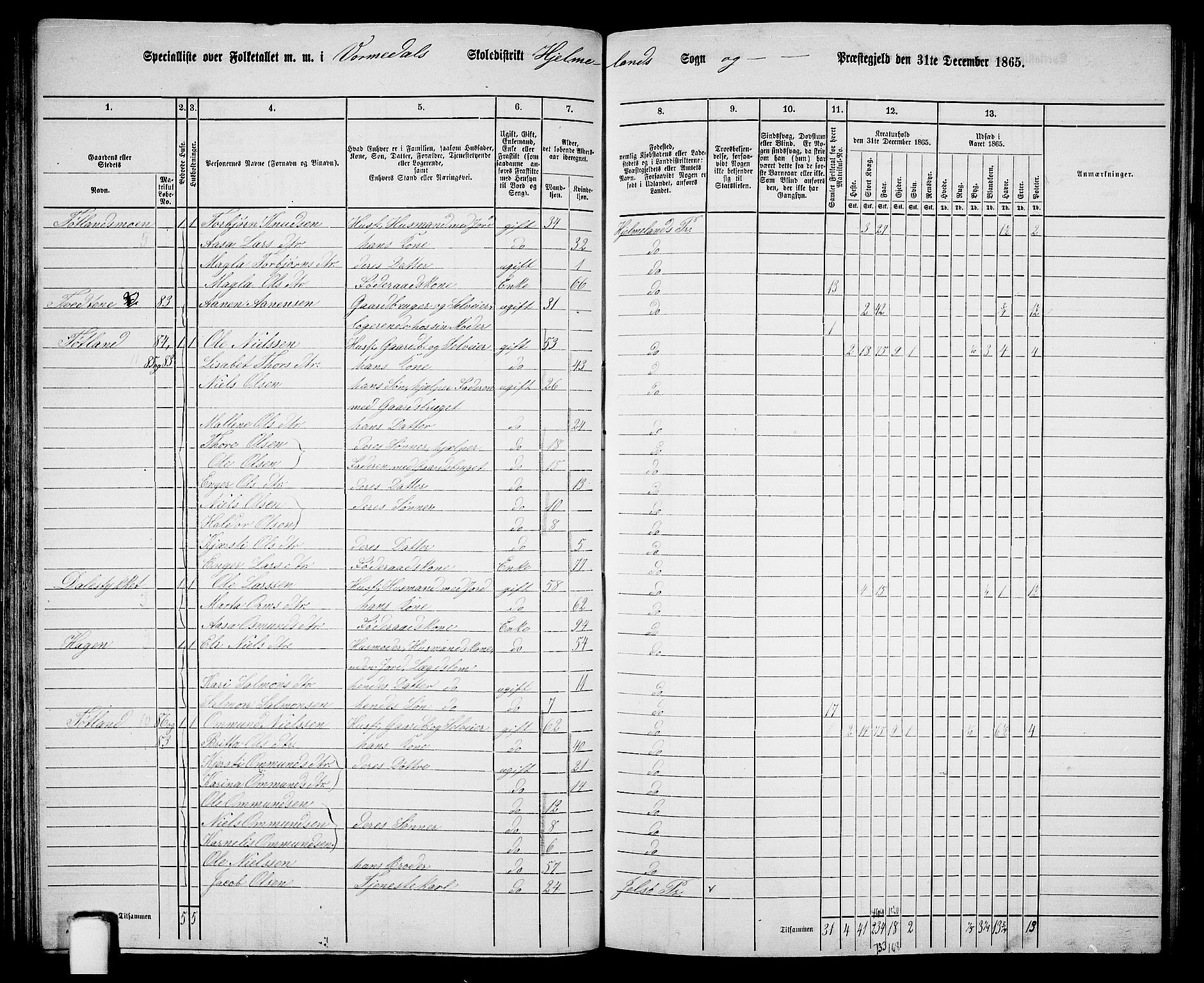 RA, 1865 census for Hjelmeland, 1865, p. 61