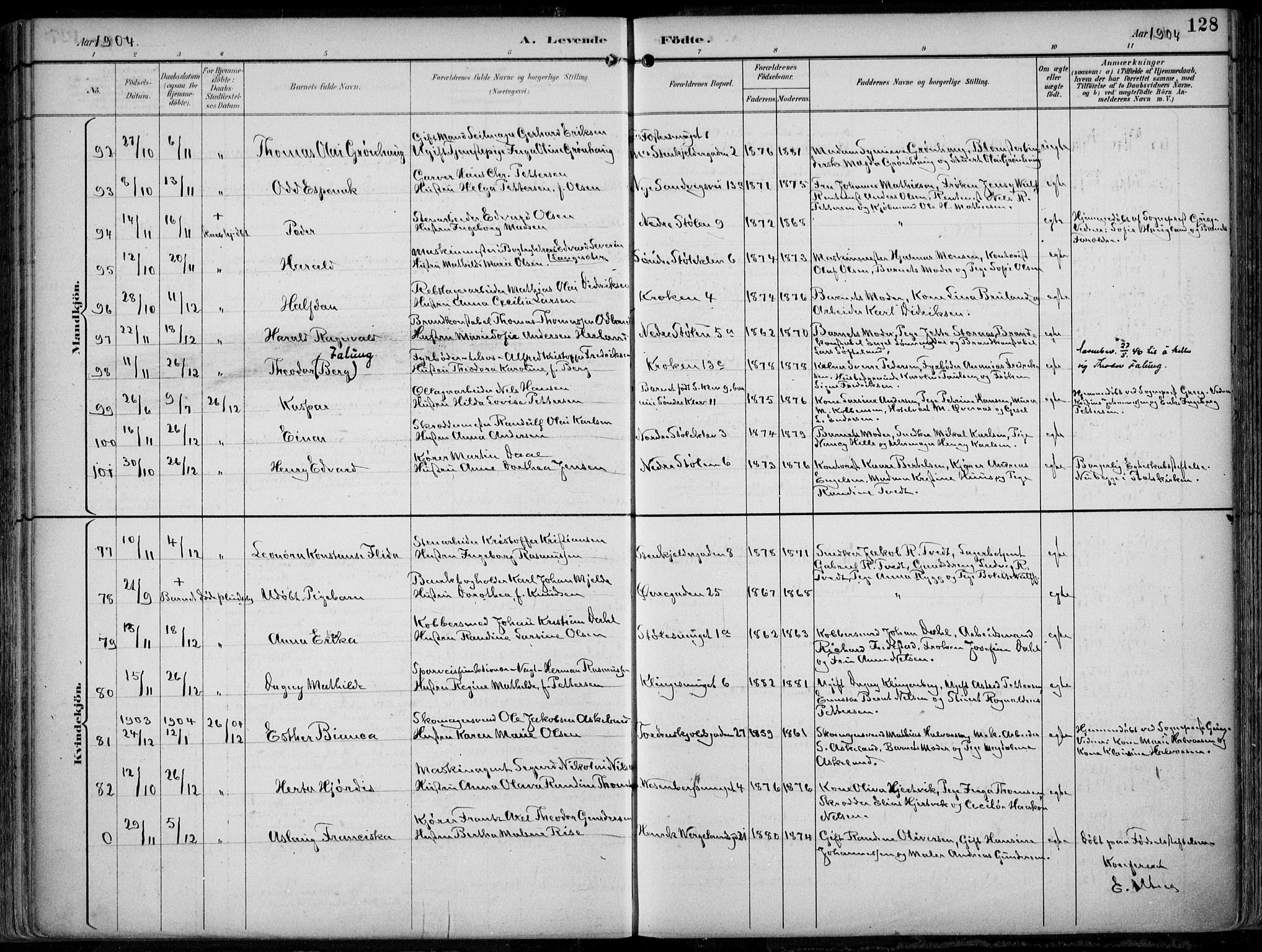 Mariakirken Sokneprestembete, AV/SAB-A-76901/H/Hab/L0005: Parish register (copy) no. A 5, 1893-1913, p. 128