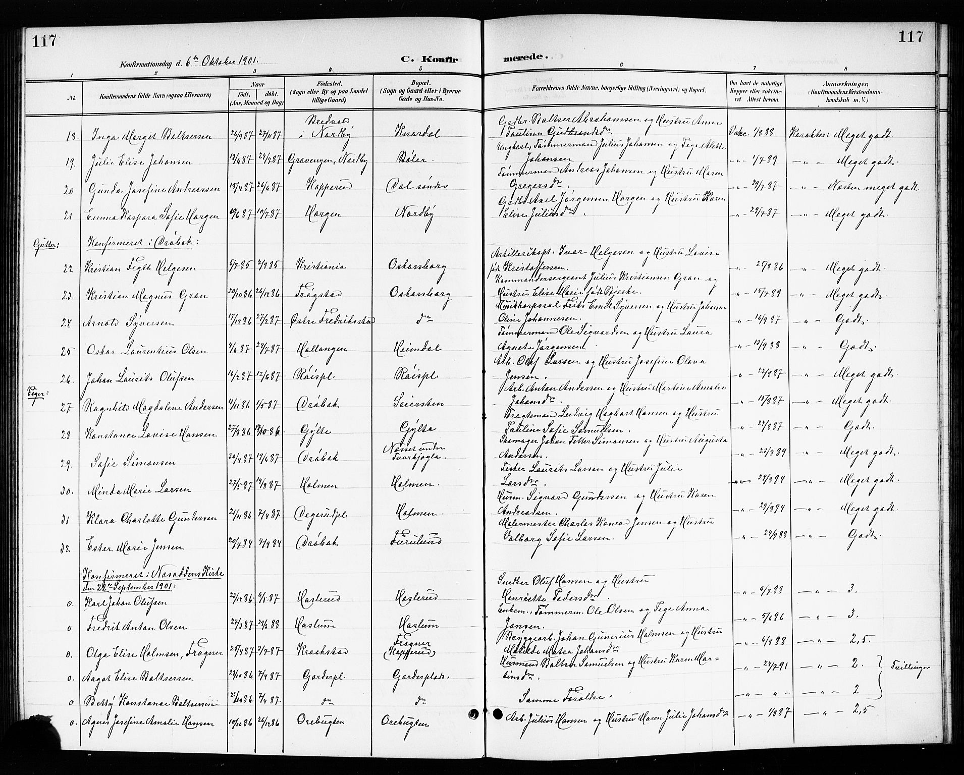 Drøbak prestekontor Kirkebøker, SAO/A-10142a/G/Gb/L0001: Parish register (copy) no. II 1, 1901-1919, p. 117