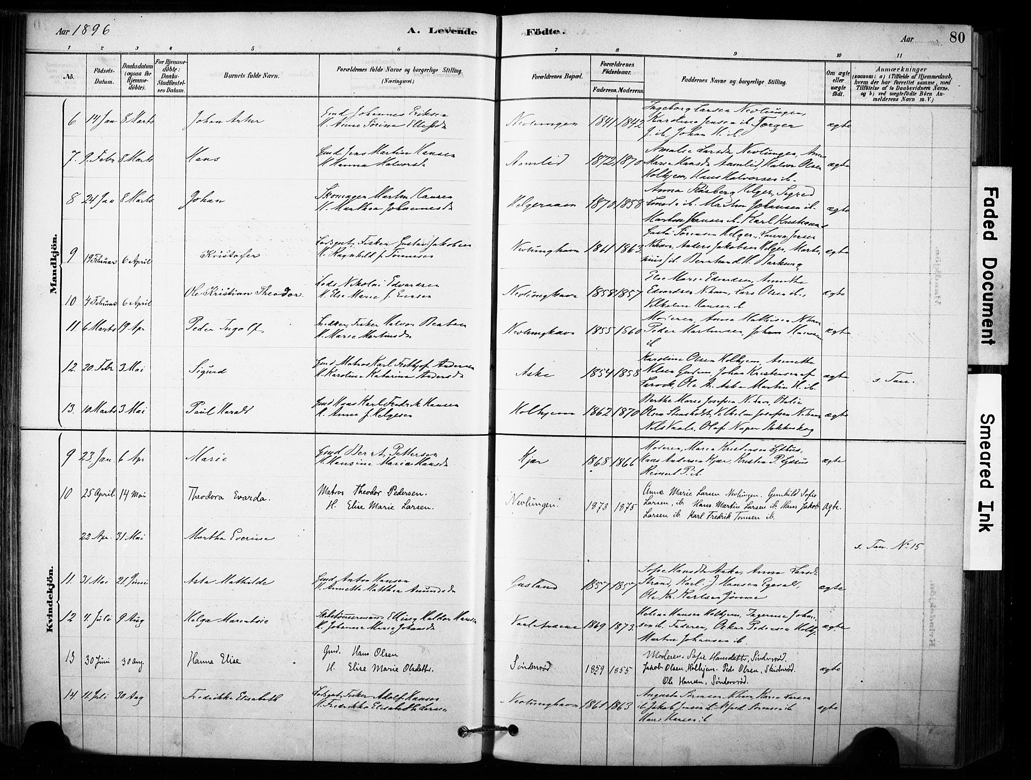 Brunlanes kirkebøker, AV/SAKO-A-342/F/Fb/L0001: Parish register (official) no. II 1, 1878-1899, p. 80