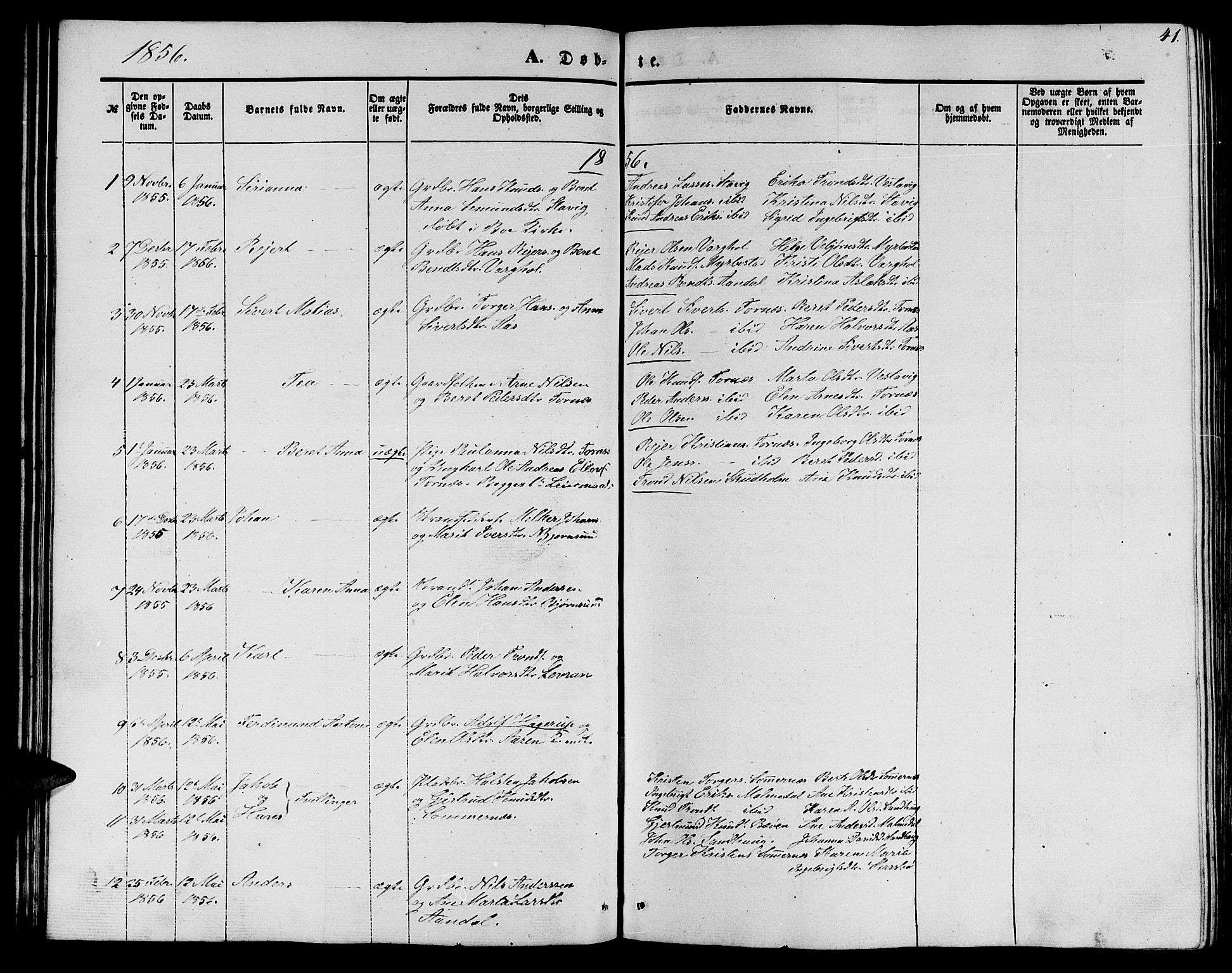 Ministerialprotokoller, klokkerbøker og fødselsregistre - Møre og Romsdal, SAT/A-1454/565/L0753: Parish register (copy) no. 565C02, 1845-1870, p. 41