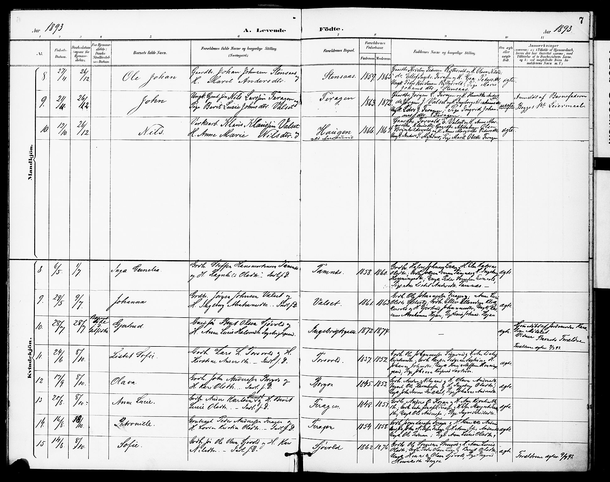 Ministerialprotokoller, klokkerbøker og fødselsregistre - Sør-Trøndelag, SAT/A-1456/683/L0948: Parish register (official) no. 683A01, 1891-1902, p. 7