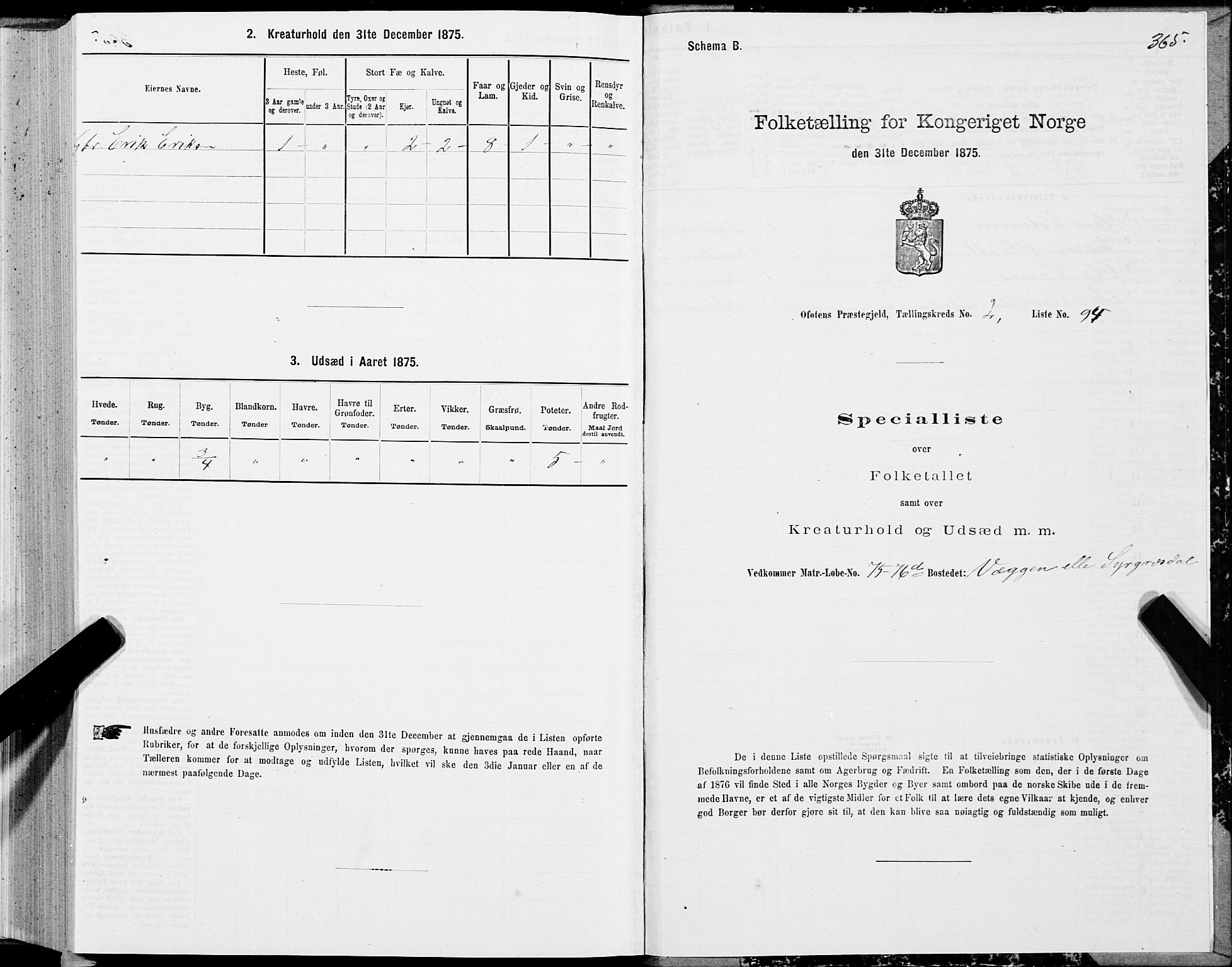 SAT, 1875 census for 1853P Ofoten, 1875, p. 1365