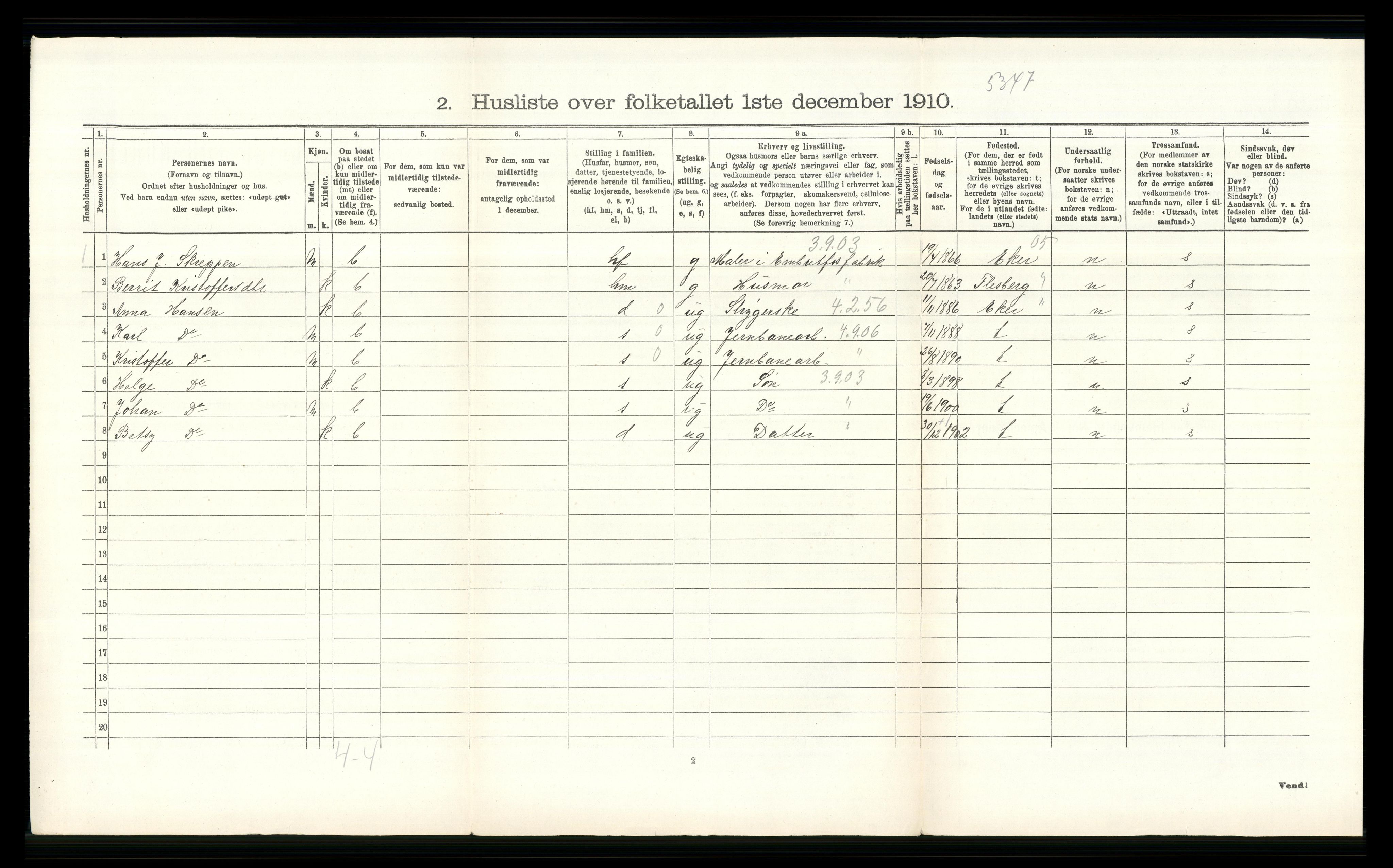 RA, 1910 census for Modum, 1910, p. 1881