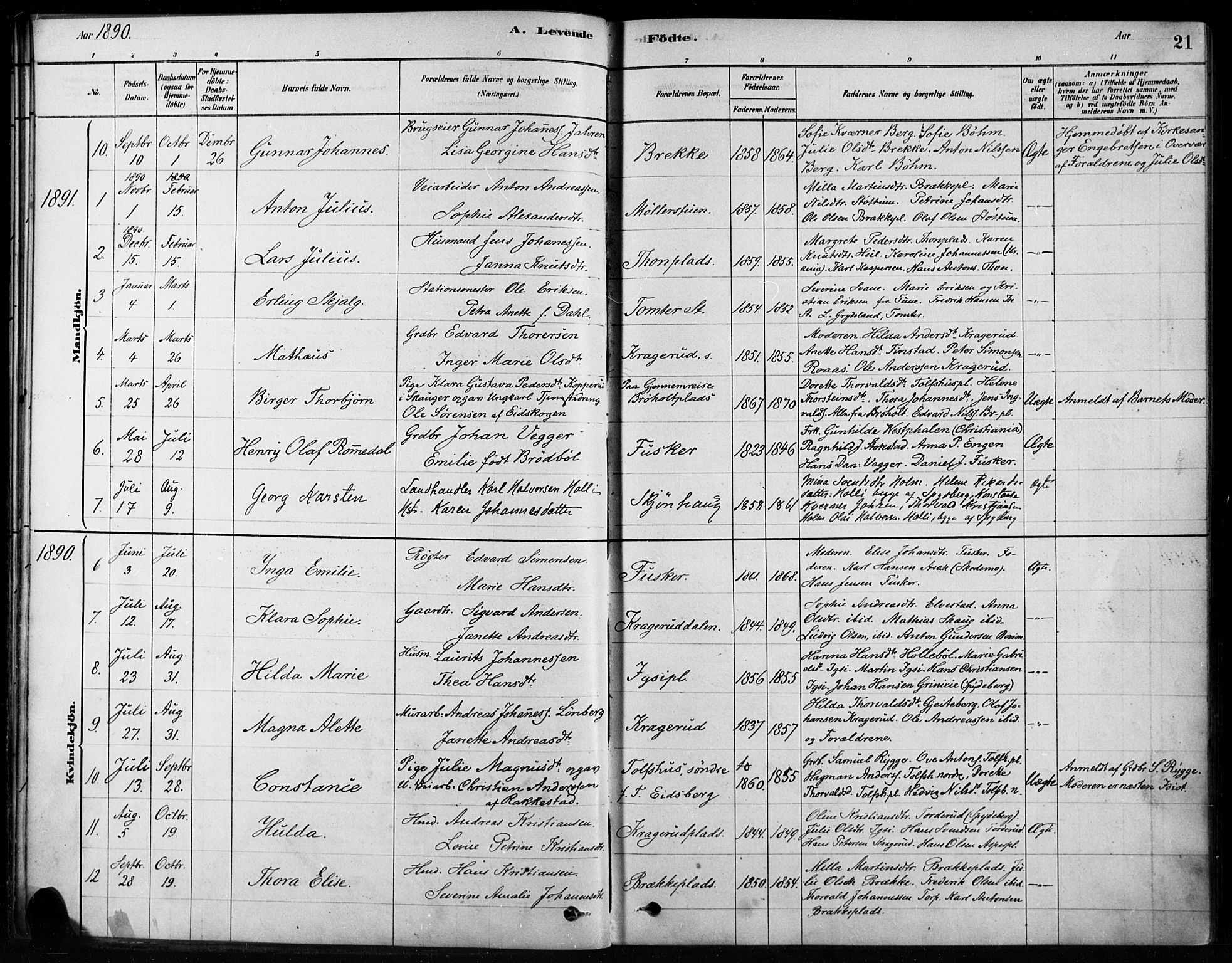 Hobøl prestekontor Kirkebøker, AV/SAO-A-2002/F/Fb/L0001: Parish register (official) no. II 1, 1878-1904, p. 21