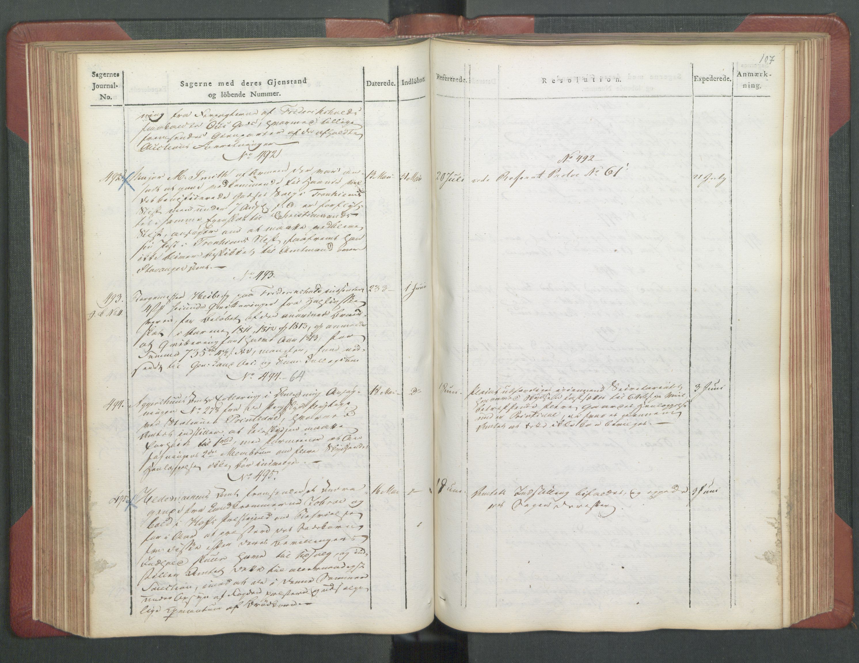 Departementene i 1814, RA/S-3899/Fb/L0029: Journal A 1-900 (ekstraktprotokoll), 1814, p. 107