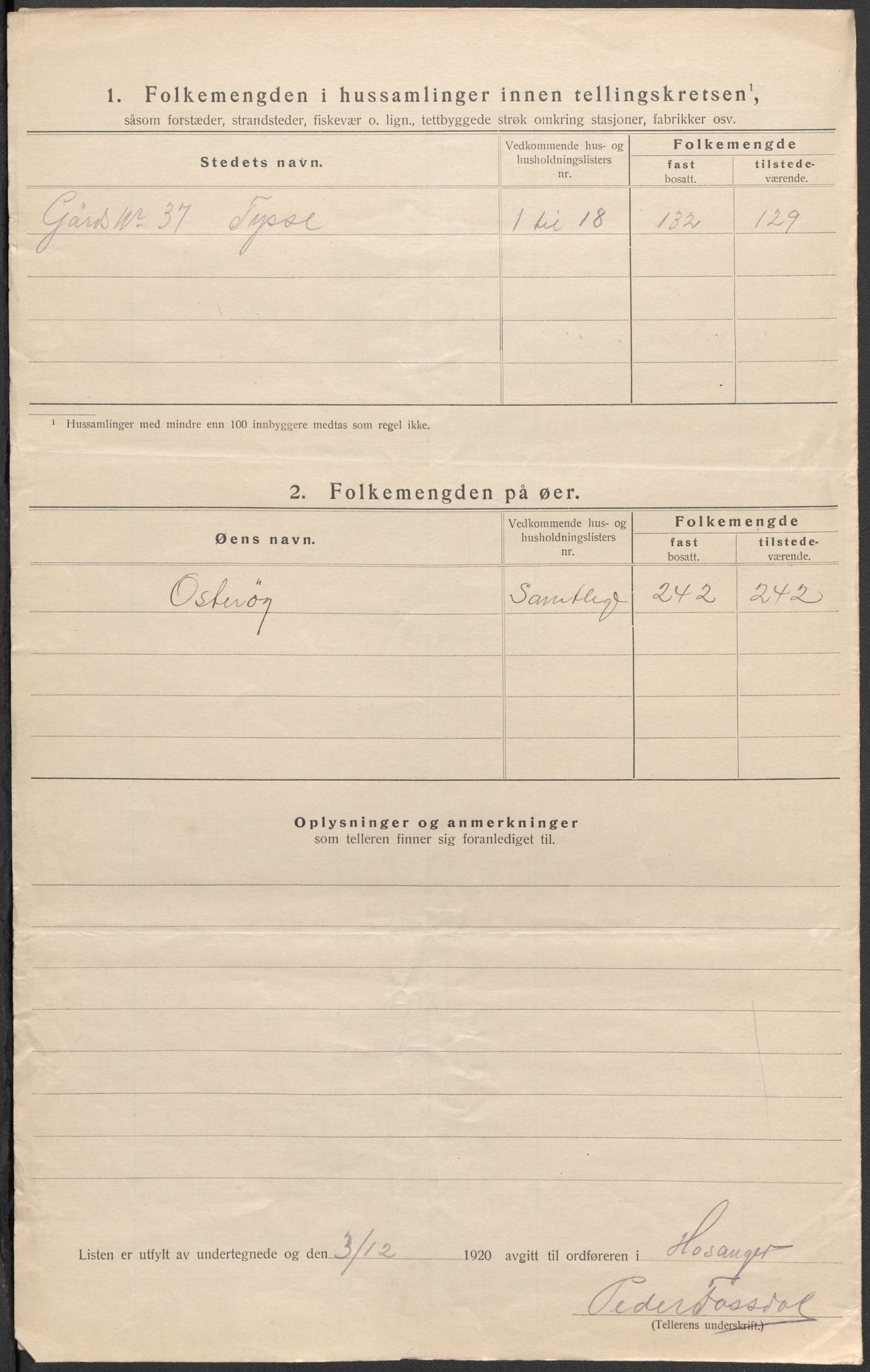 SAB, 1920 census for Hosanger, 1920, p. 34