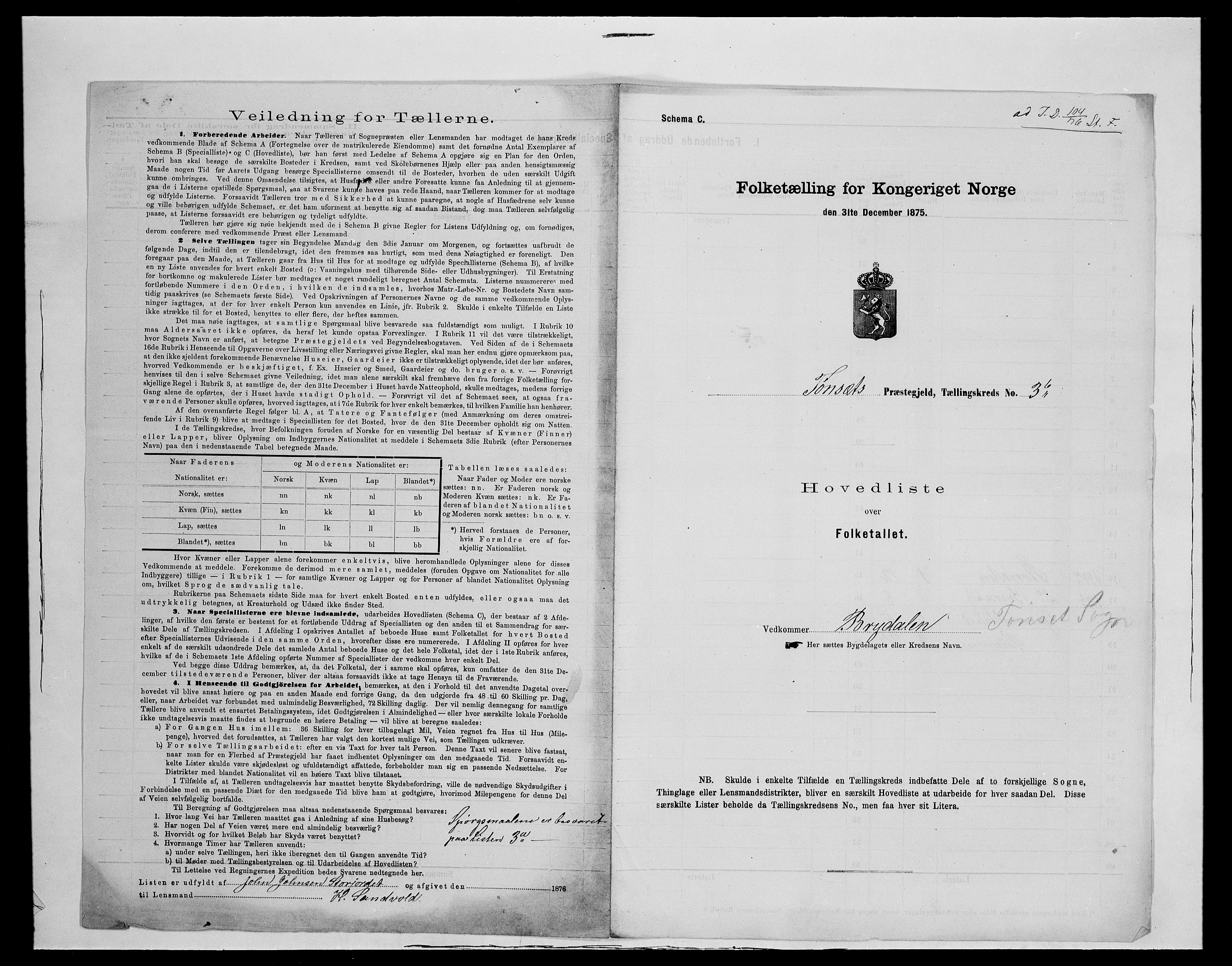 SAH, 1875 census for 0437P Tynset, 1875, p. 124