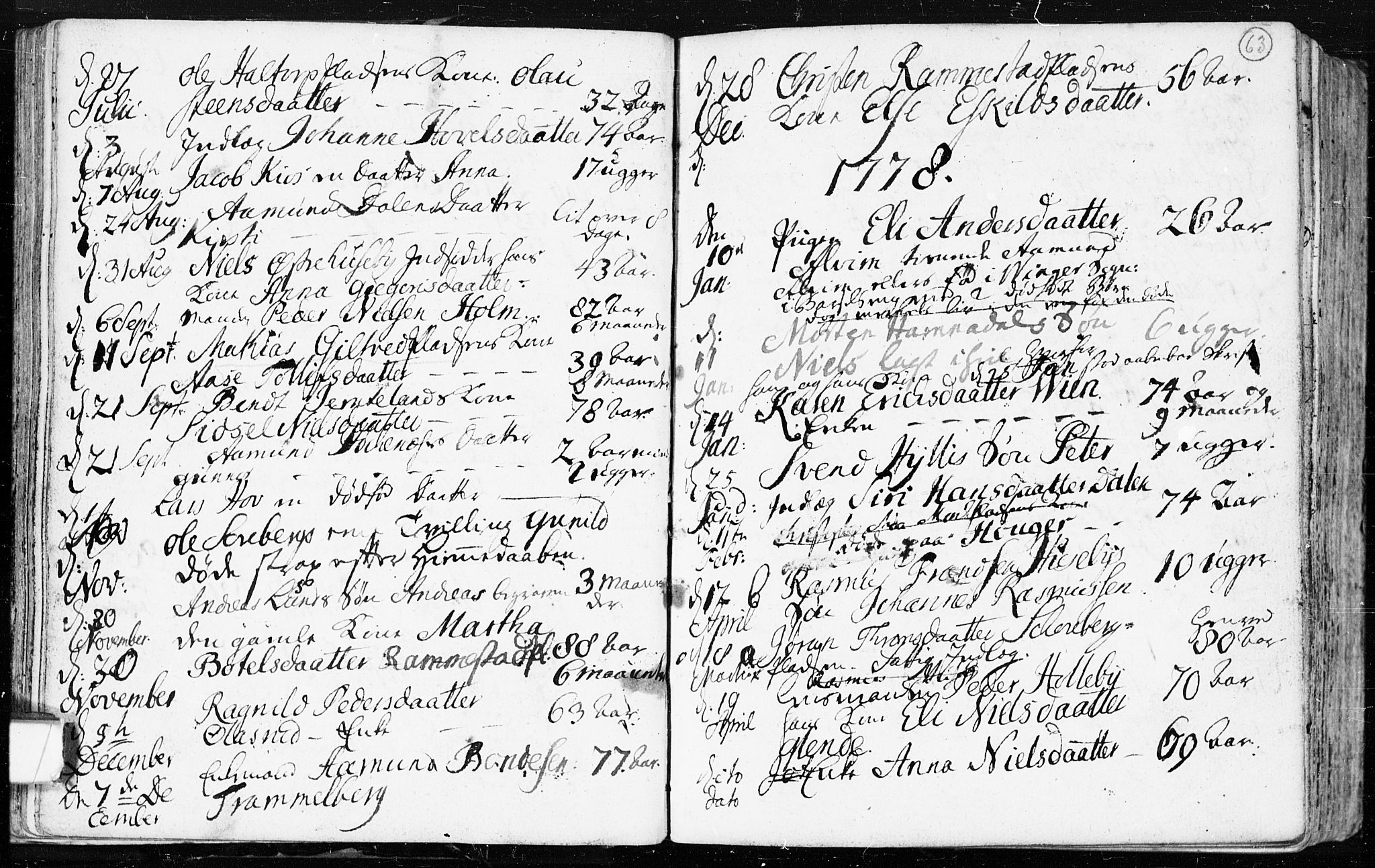 Spydeberg prestekontor Kirkebøker, AV/SAO-A-10924/F/Fa/L0002: Parish register (official) no. I 2, 1739-1780, p. 63