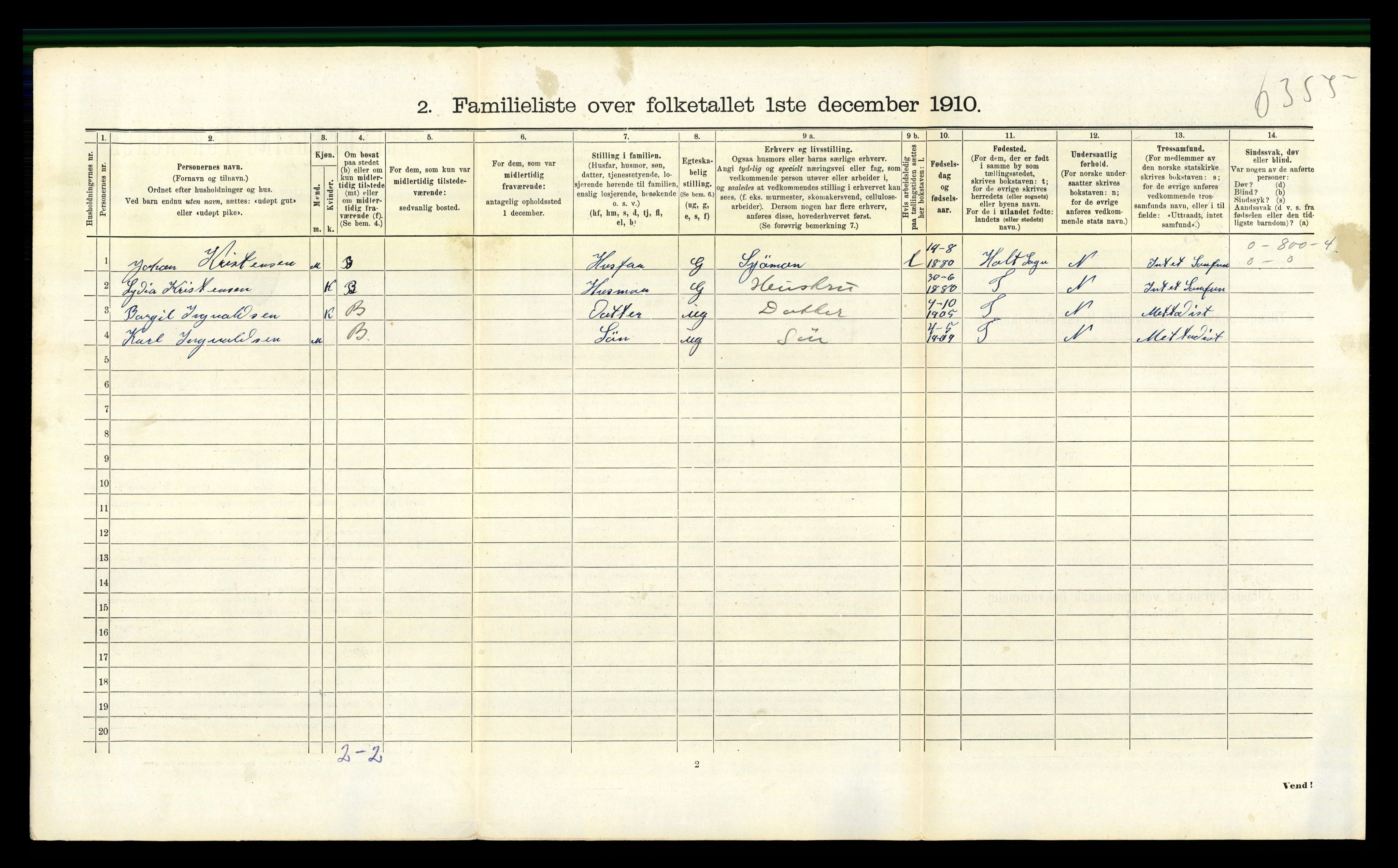 RA, 1910 census for Kragerø, 1910, p. 3953