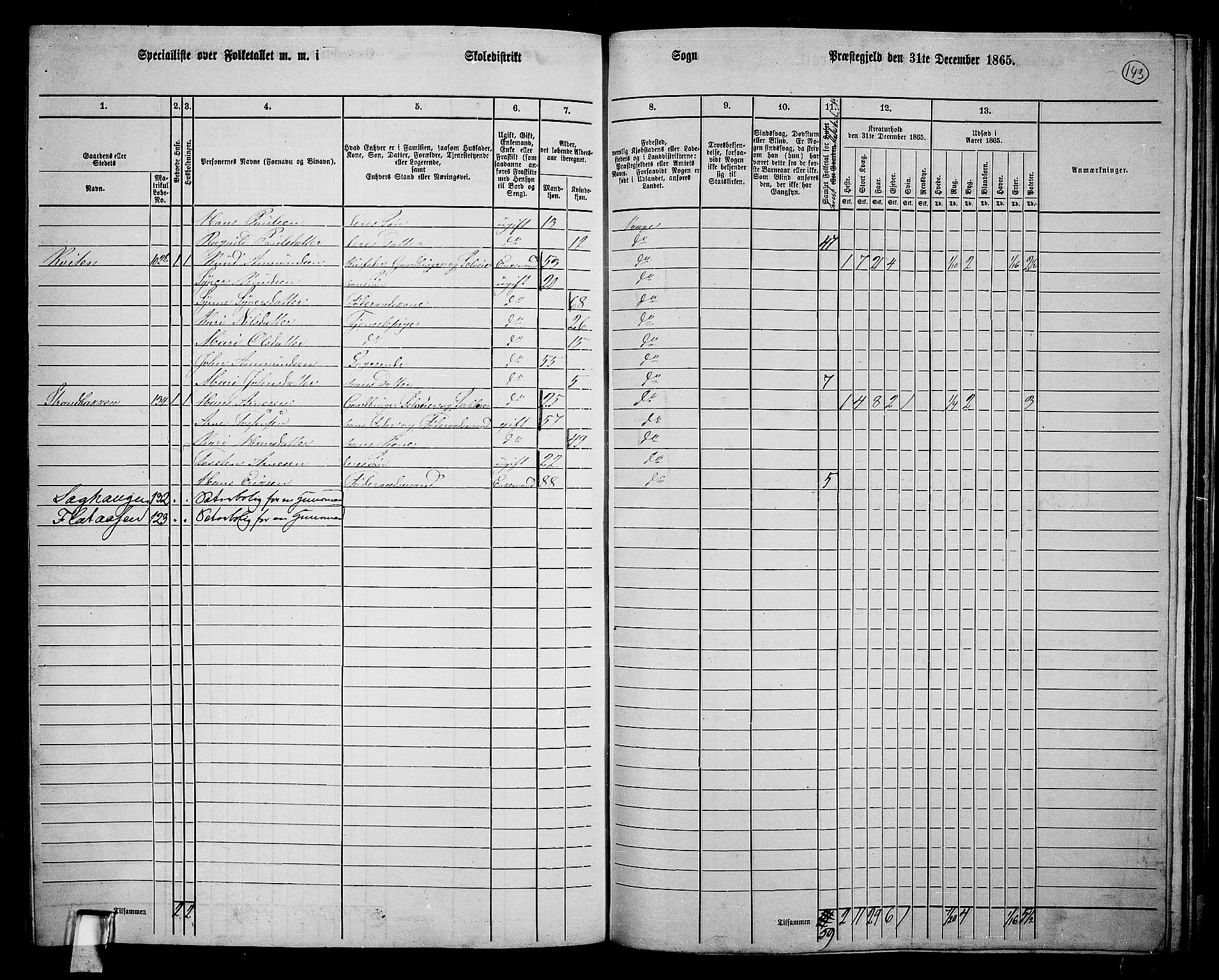 RA, 1865 census for Vågå, 1865, p. 133