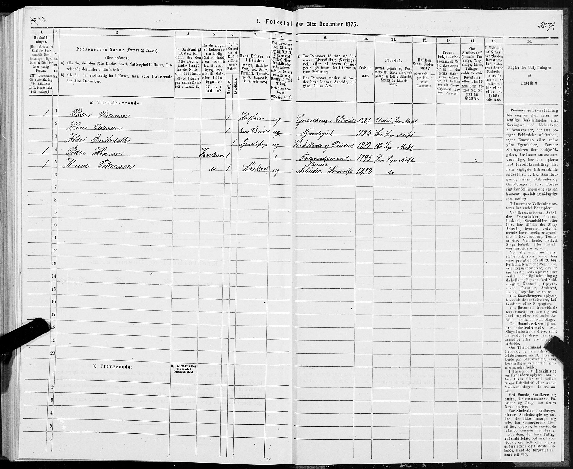 SAT, 1875 census for 1543P Nesset, 1875, p. 2254