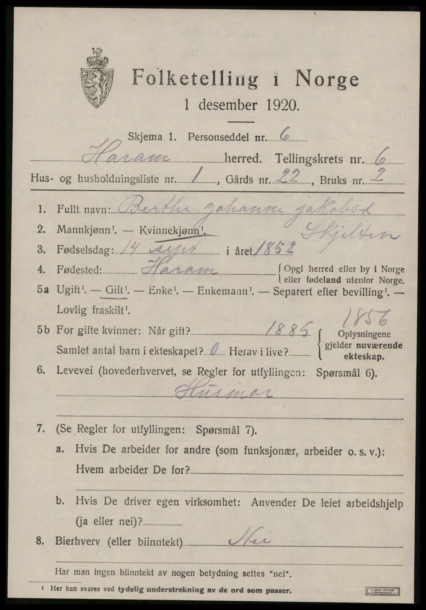 SAT, 1920 census for Haram, 1920, p. 3239