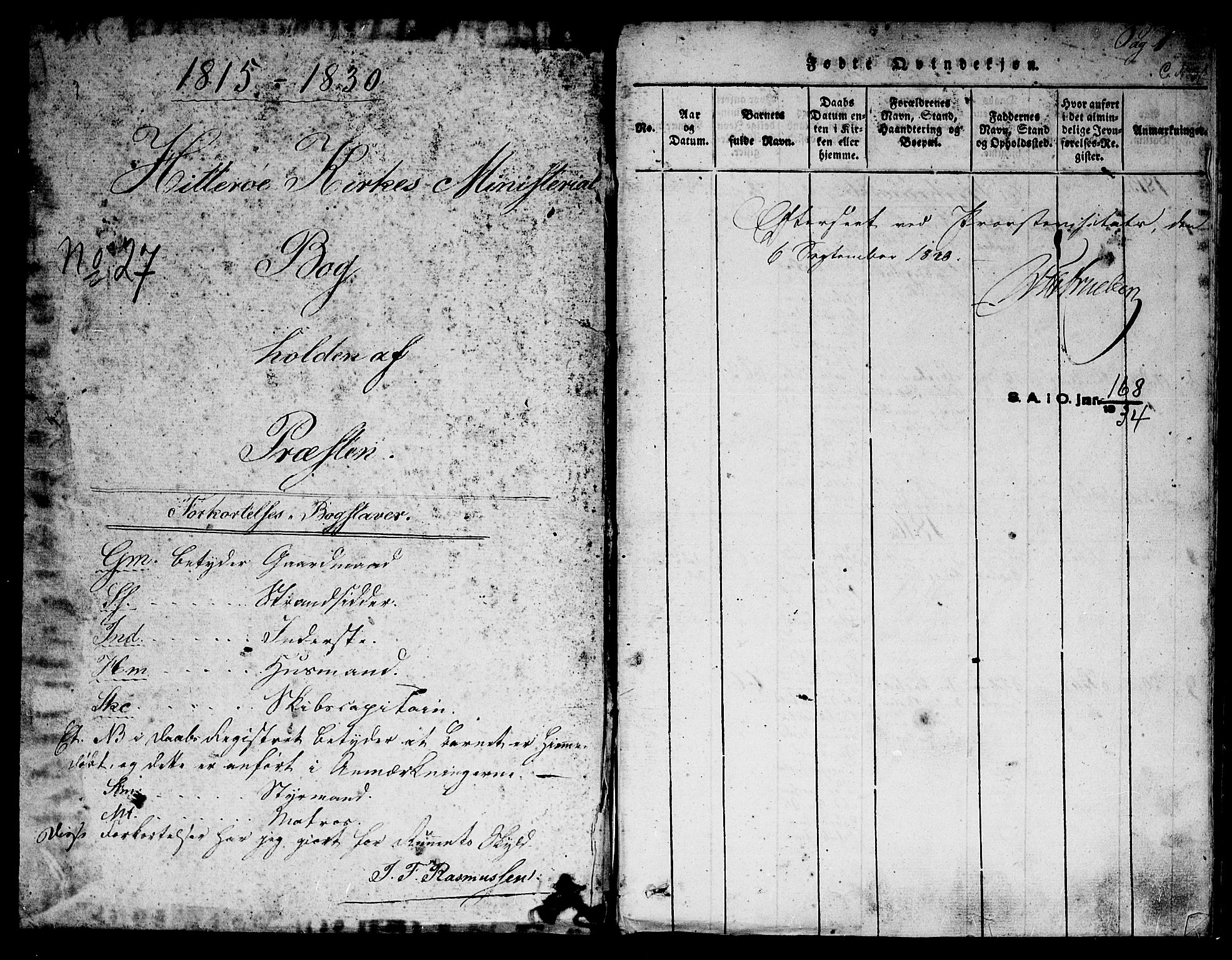 Flekkefjord sokneprestkontor, SAK/1111-0012/F/Fa/Fab/L0003: Parish register (official) no. A 3, 1815-1830