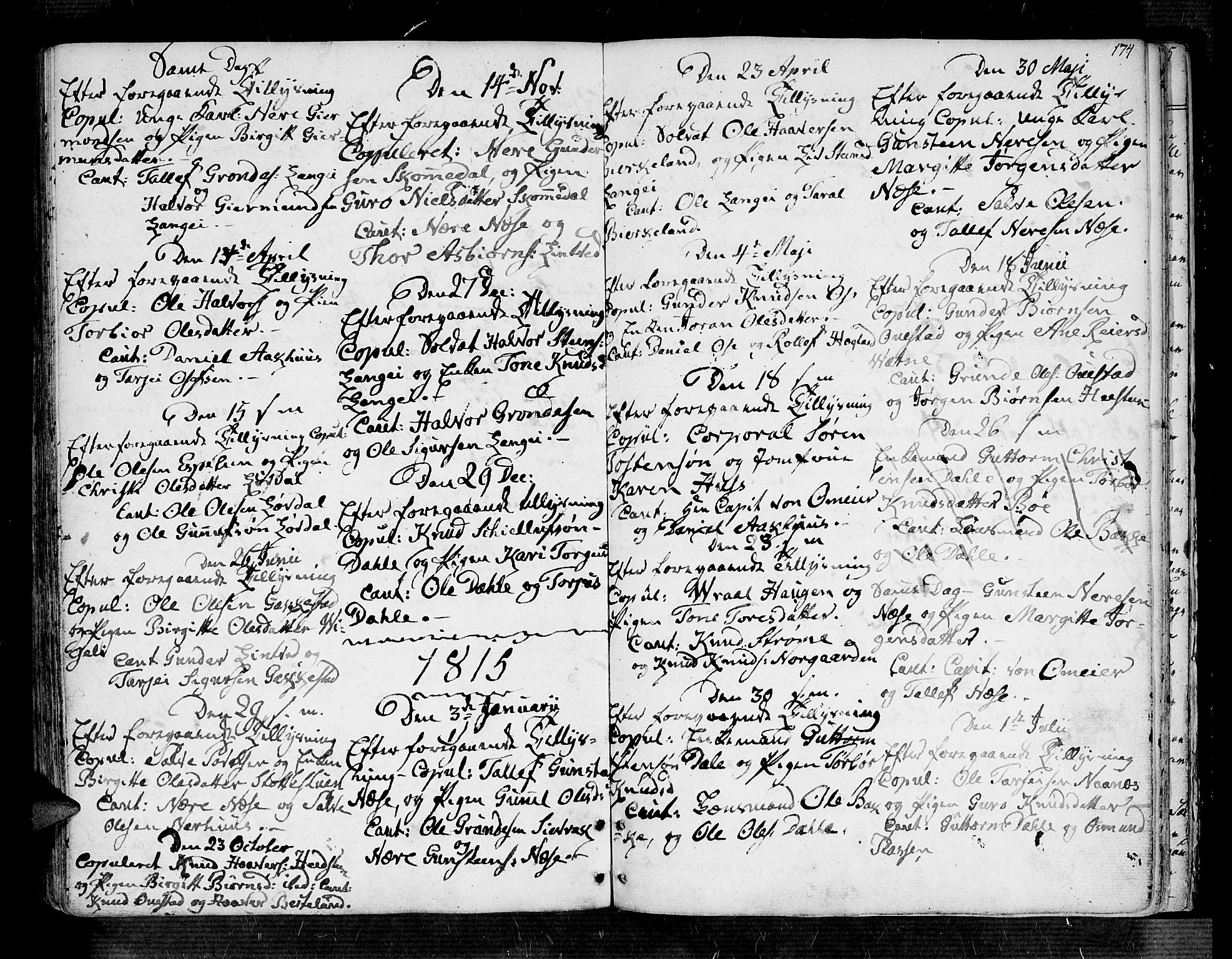 Bygland sokneprestkontor, SAK/1111-0006/F/Fa/Fab/L0002: Parish register (official) no. A 2, 1766-1816, p. 174