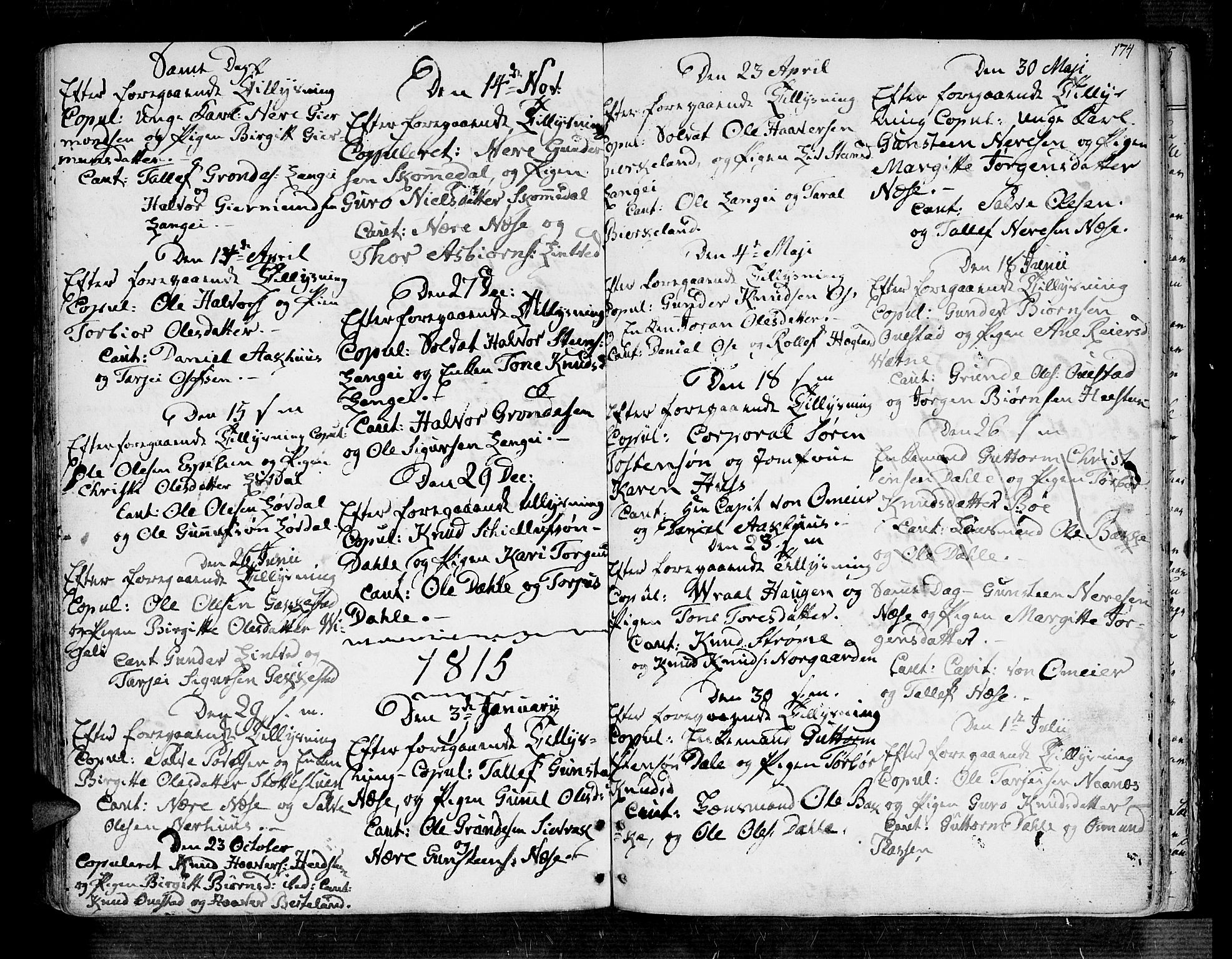 Bygland sokneprestkontor, AV/SAK-1111-0006/F/Fa/Fab/L0002: Parish register (official) no. A 2, 1766-1816, p. 174