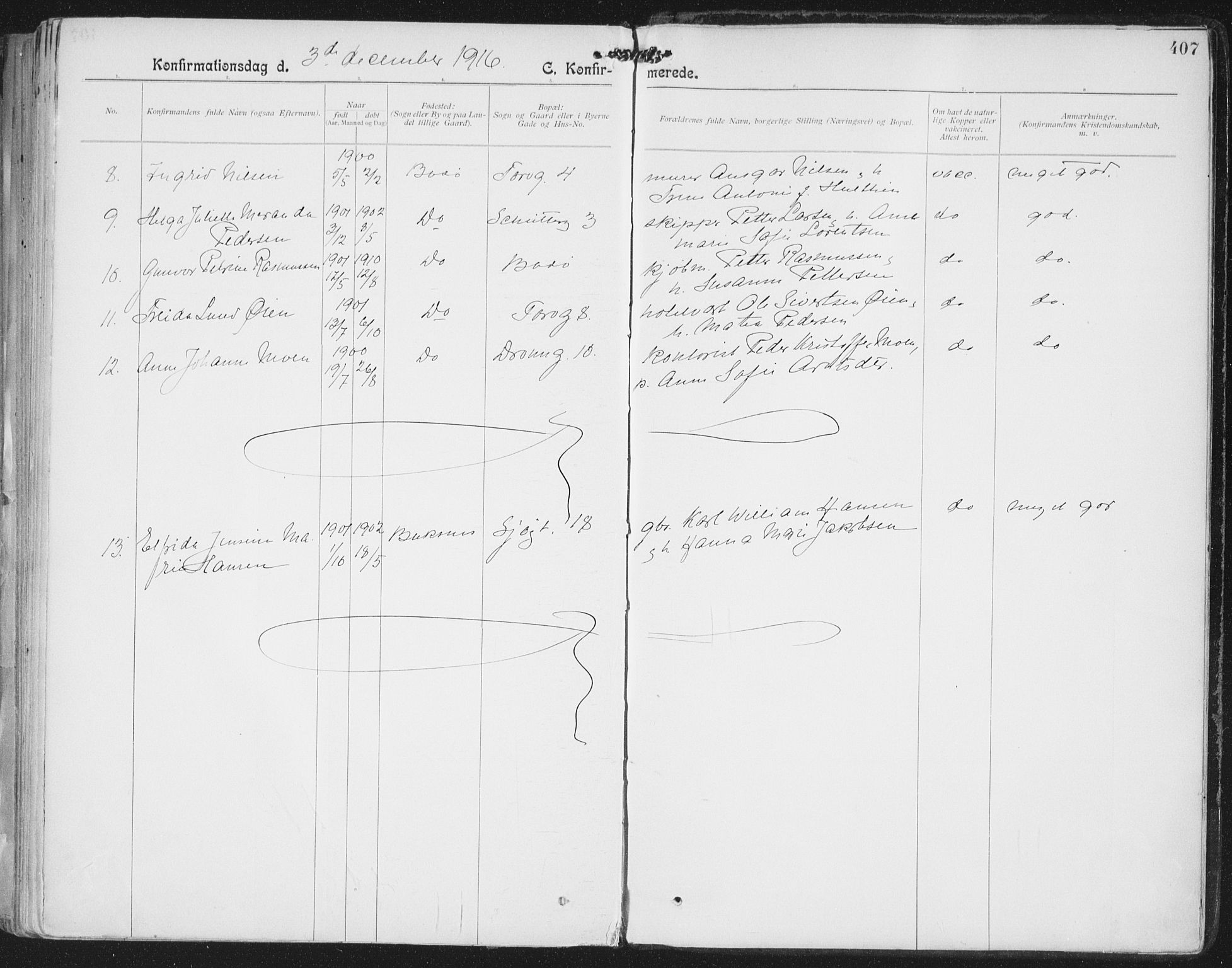 Ministerialprotokoller, klokkerbøker og fødselsregistre - Nordland, SAT/A-1459/801/L0011: Parish register (official) no. 801A11, 1900-1916, p. 407