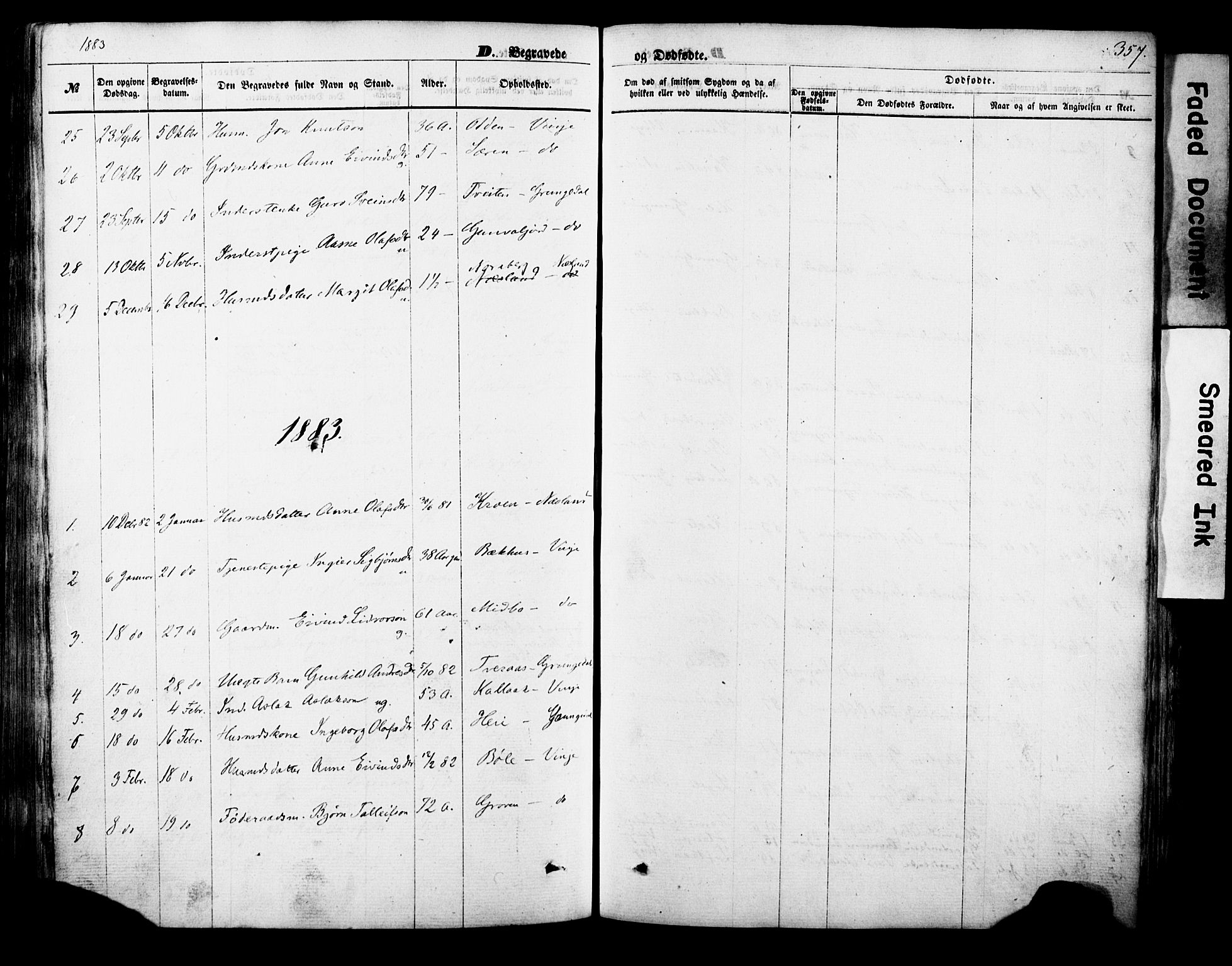 Vinje kirkebøker, SAKO/A-312/F/Fa/L0005: Parish register (official) no. I 5, 1870-1886, p. 357